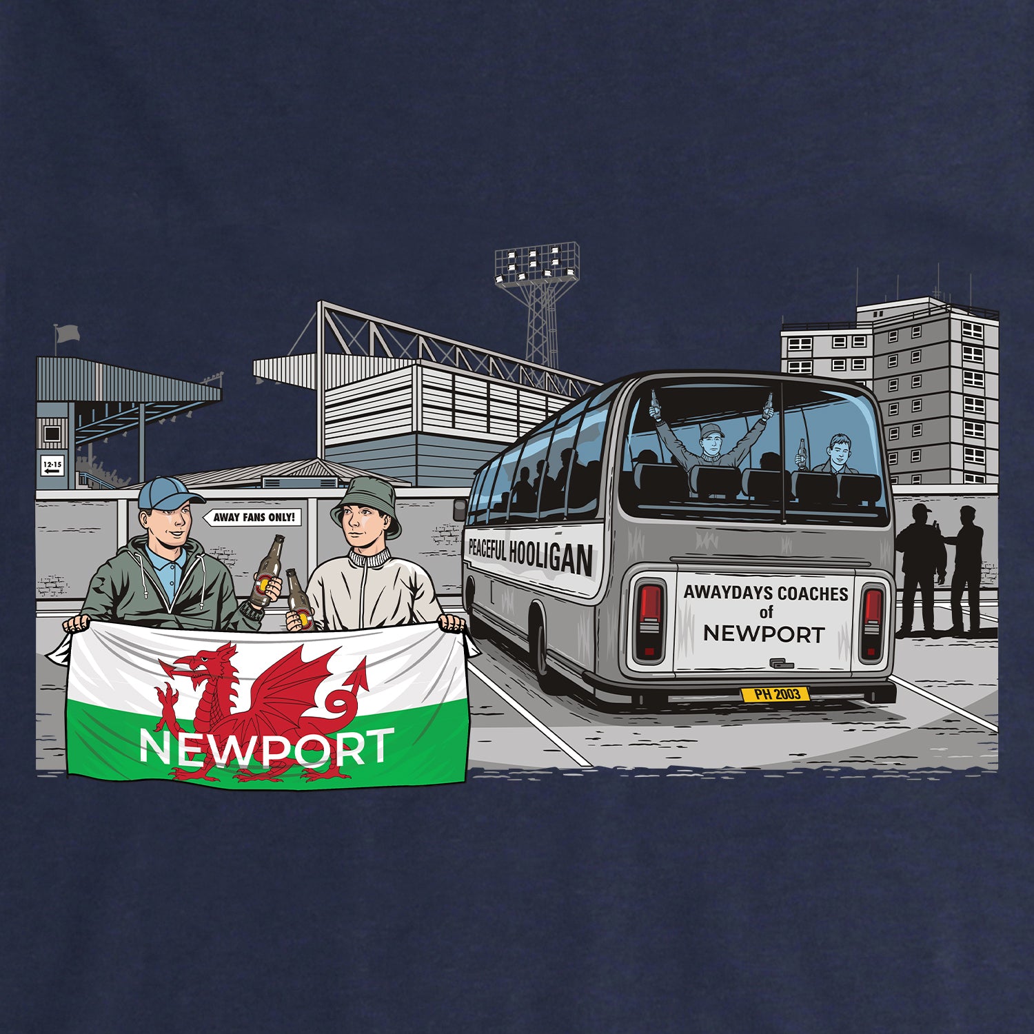 Newport Awaydays Sweatshirt Navy - Peaceful Hooligan