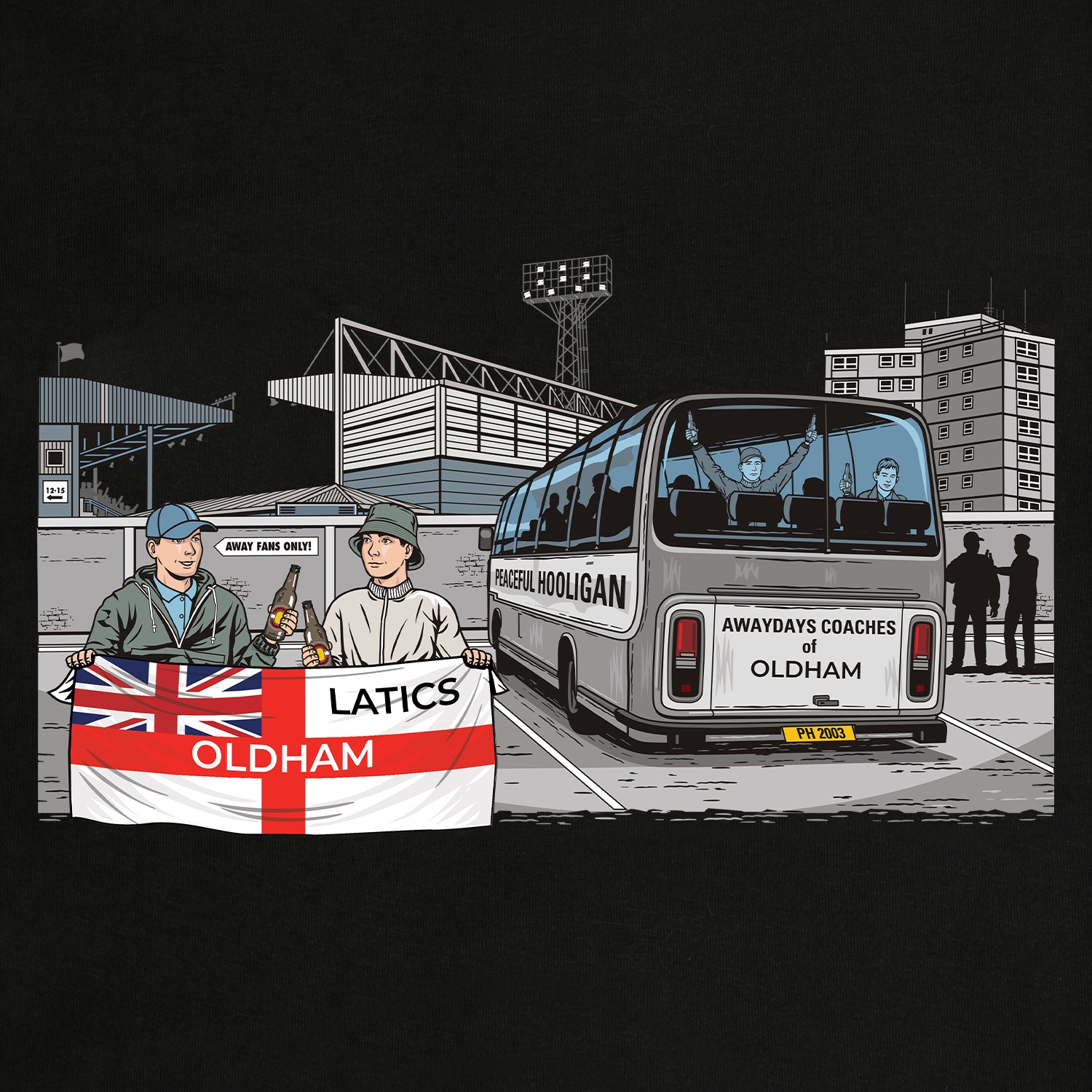 Oldham Awaydays Sweatshirt Black - Peaceful Hooligan