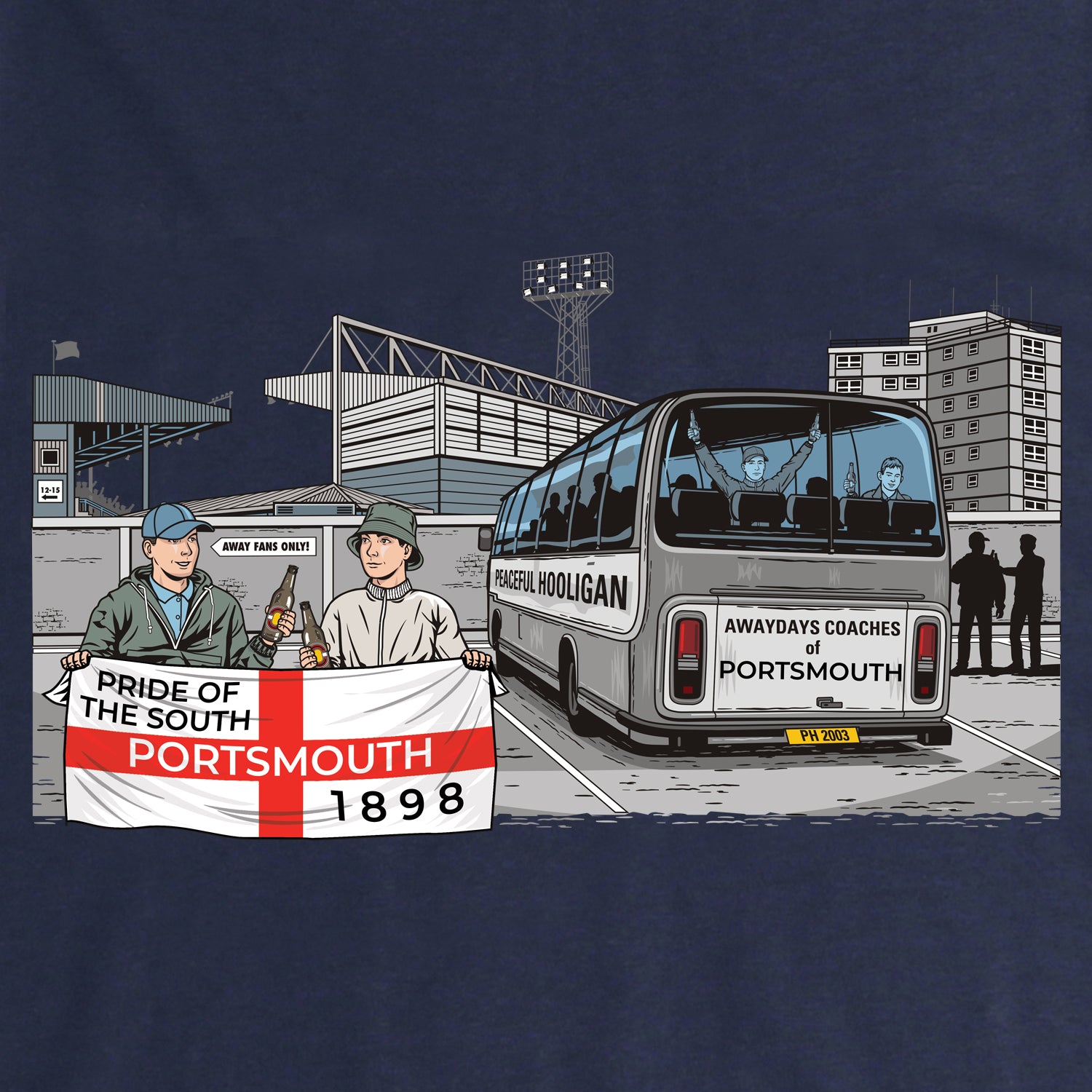 Portsmouth Awaydays Sweatshirt Navy - Peaceful Hooligan