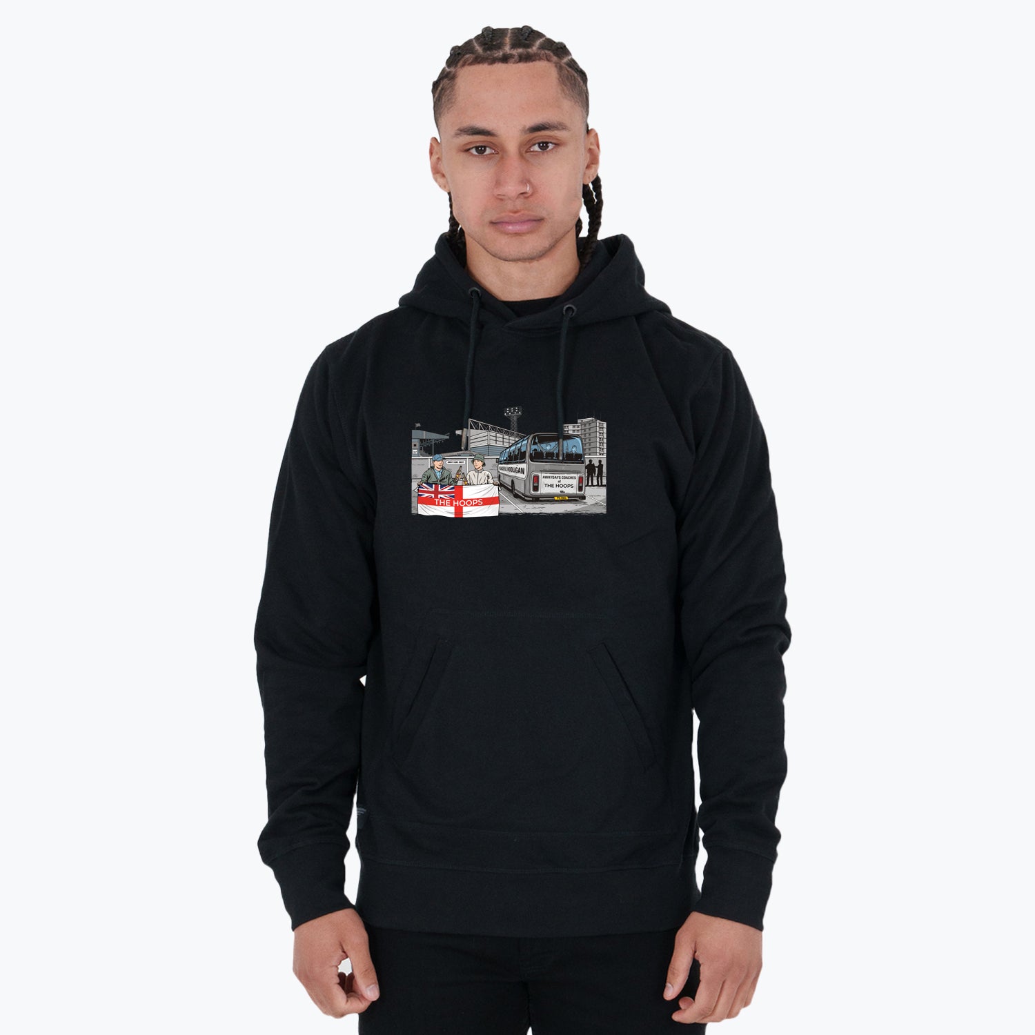 The Hoops Awaydays Hoodie Black - Peaceful Hooligan