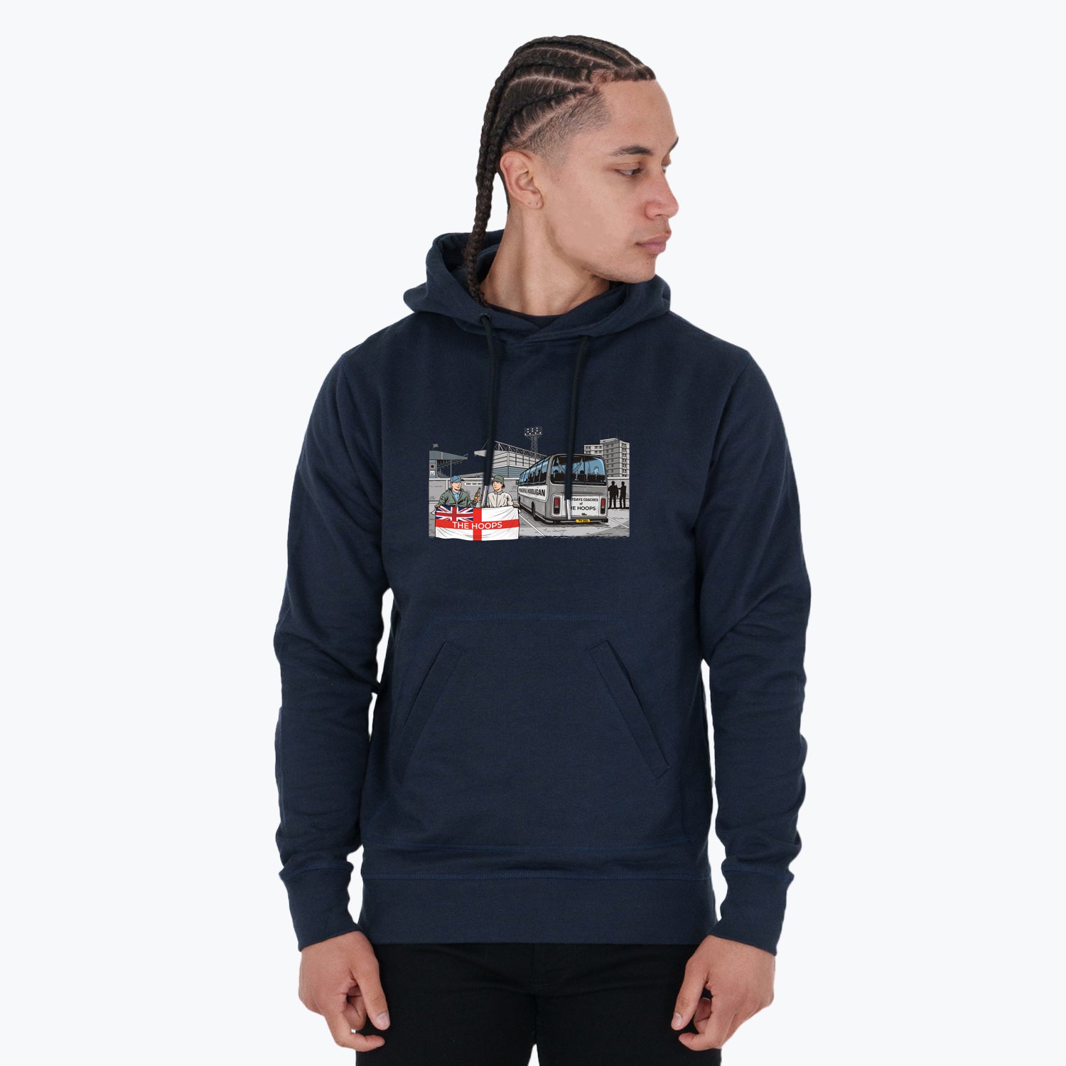 The Hoops Awaydays Hoodie Navy - Peaceful Hooligan