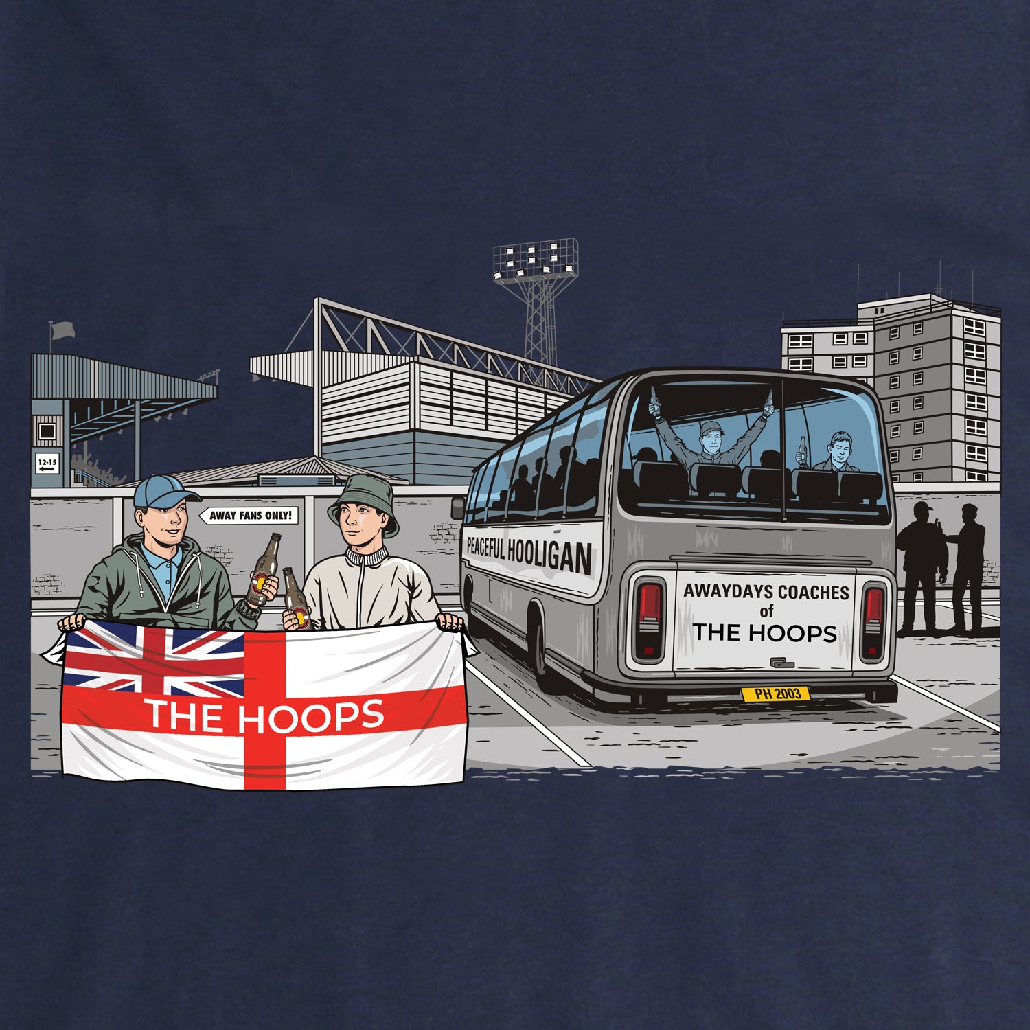 The Hoops Awaydays Sweatshirt Navy - Peaceful Hooligan