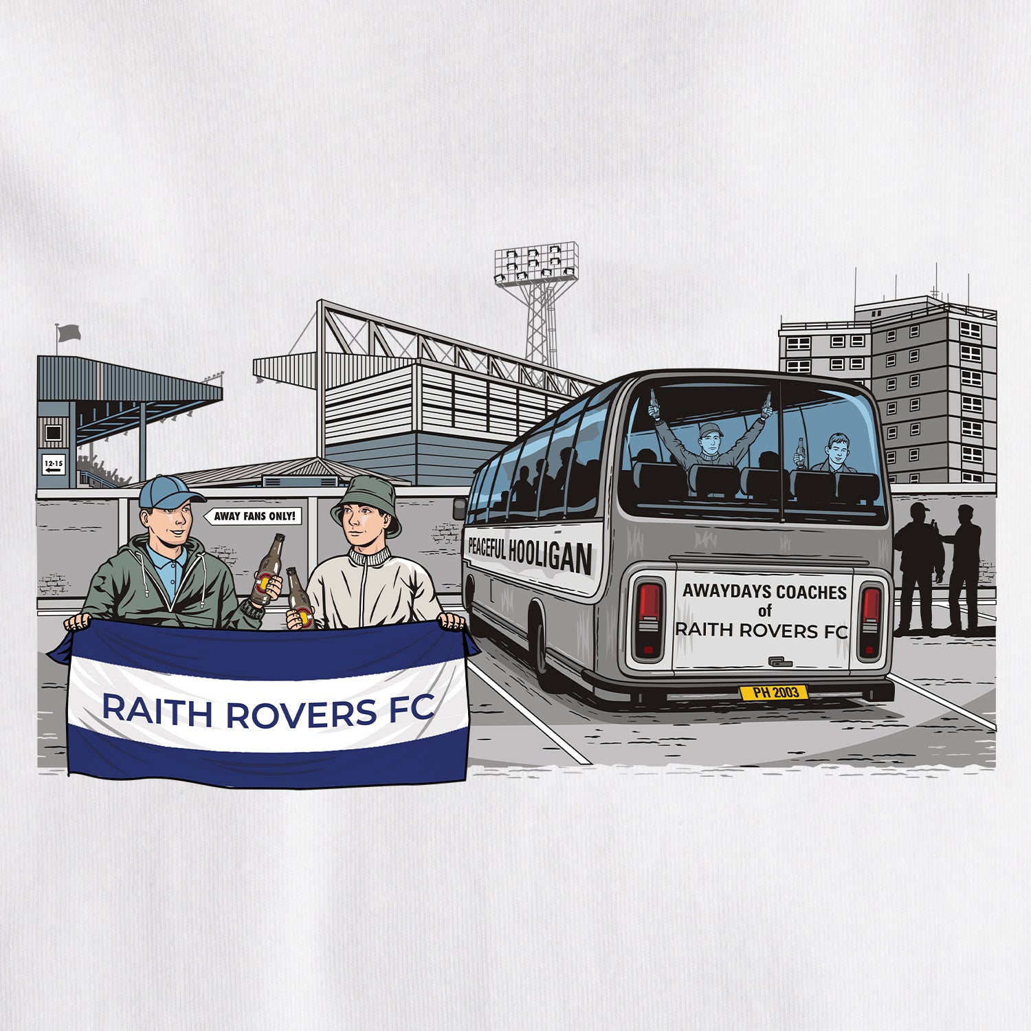 Raith Rovers Awaydays T-Shirt White - Peaceful Hooligan