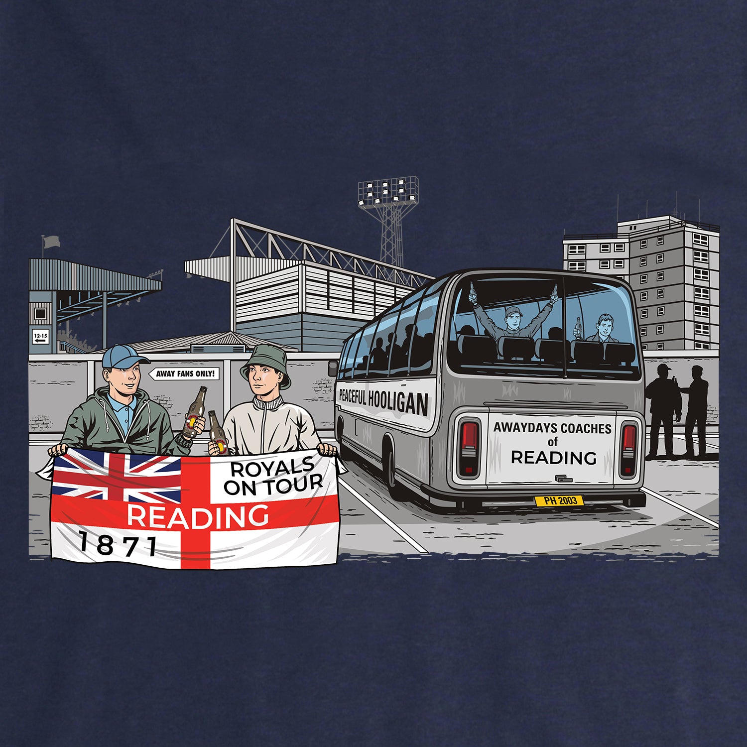 Reading Awaydays Hoodie Navy - Peaceful Hooligan