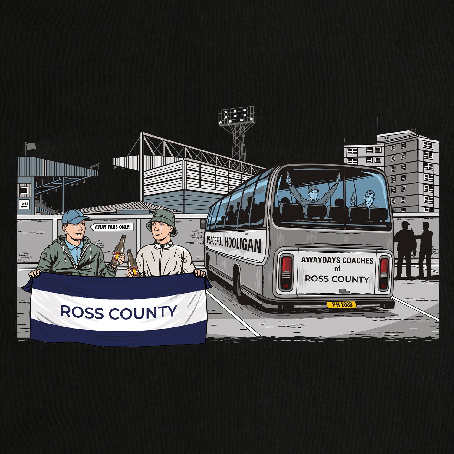 Ross County Awaydays Hoodie Black - Peaceful Hooligan