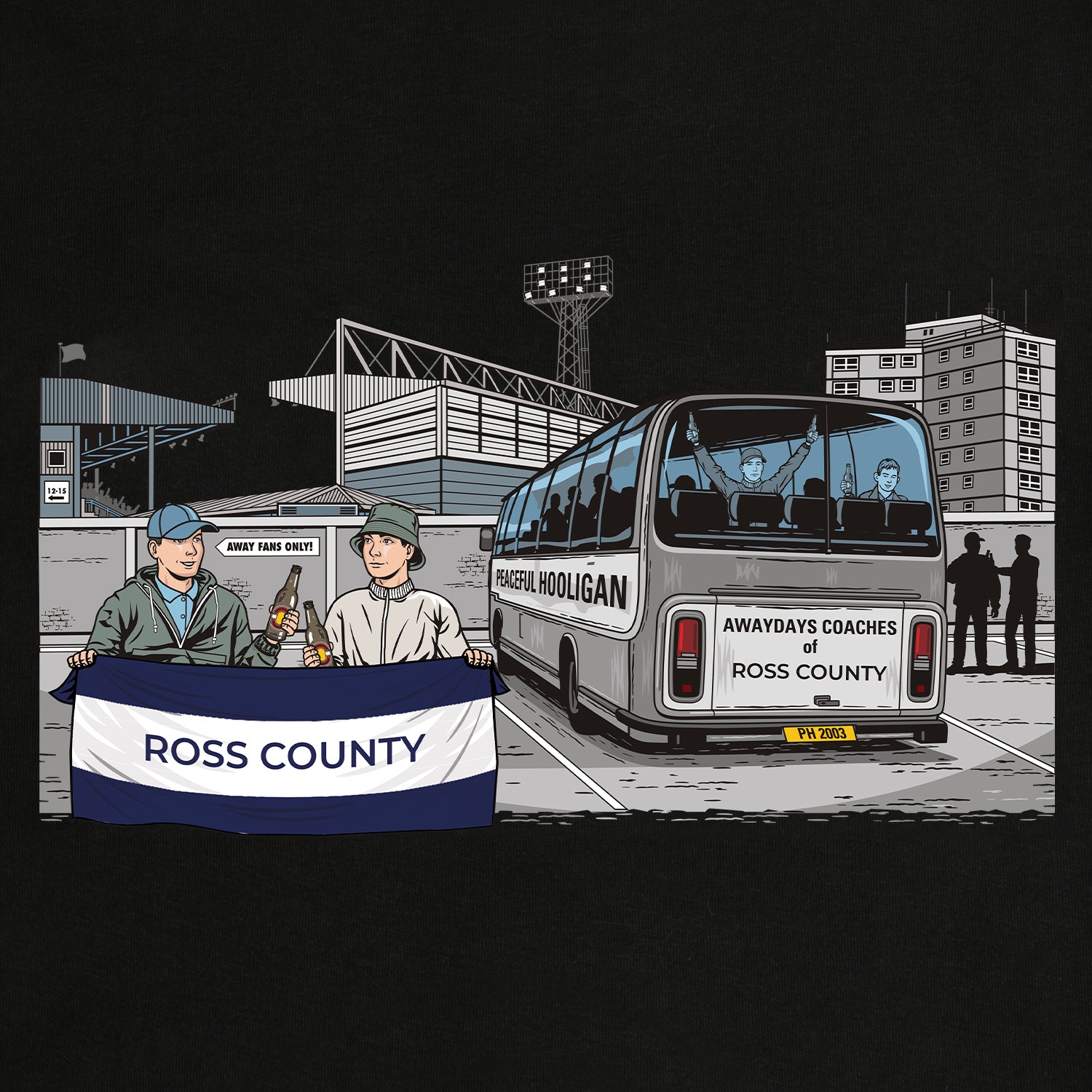 Ross County Awaydays T-Shirt Black - Peaceful Hooligan