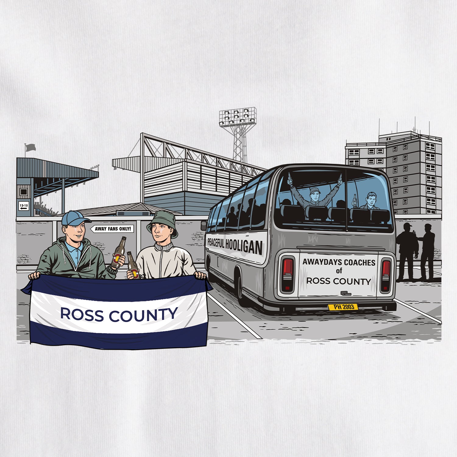 Ross County Awaydays T-Shirt White - Peaceful Hooligan