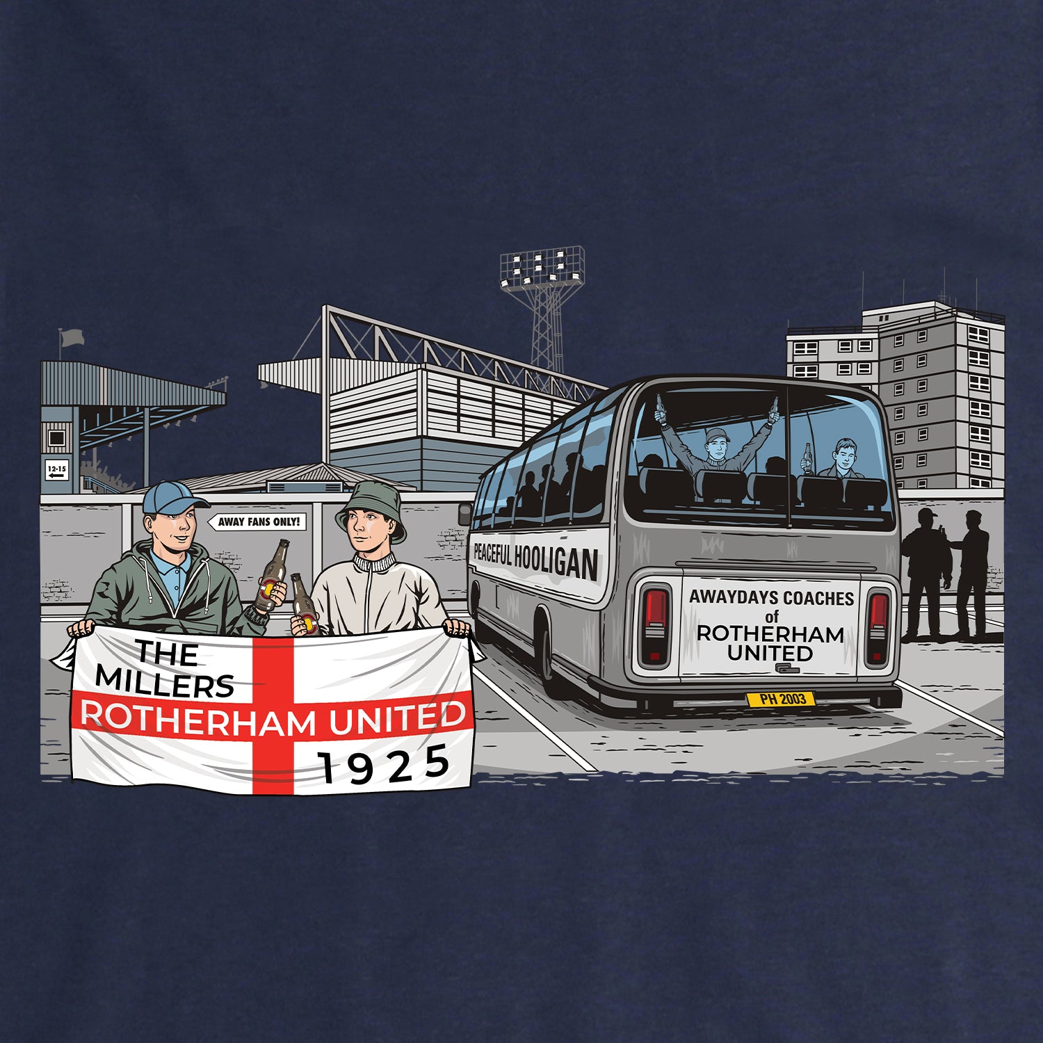 Rotherham United Awaydays Sweatshirt Navy - Peaceful Hooligan