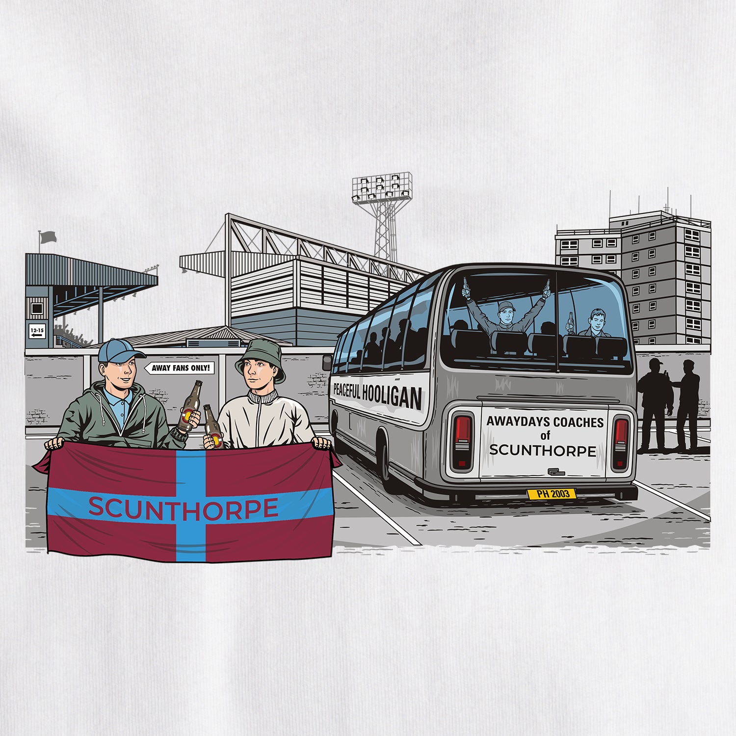 Scunthorpe United Awaydays T-Shirt White - Peaceful Hooligan