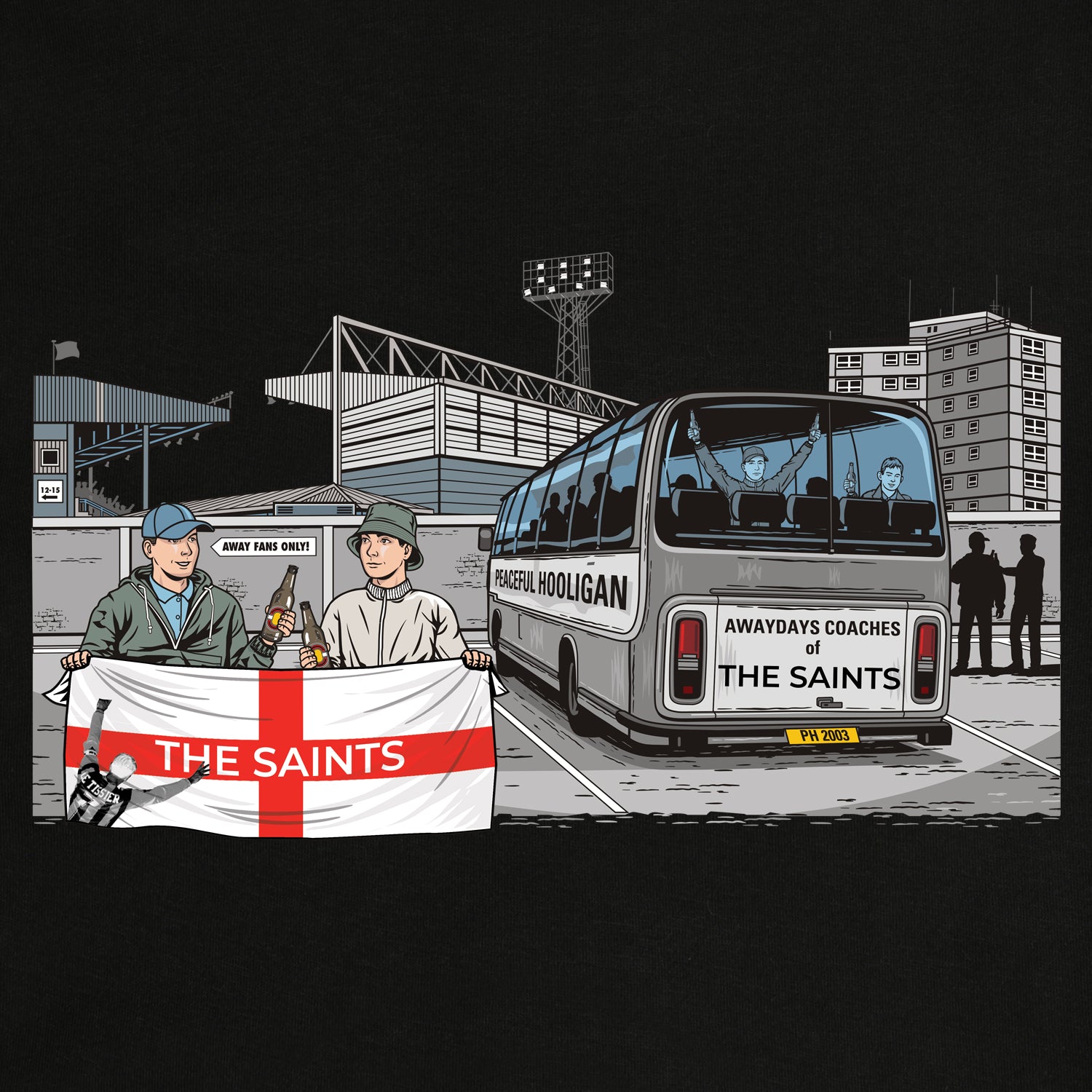The Saints Awaydays Hoodie Black - Peaceful Hooligan