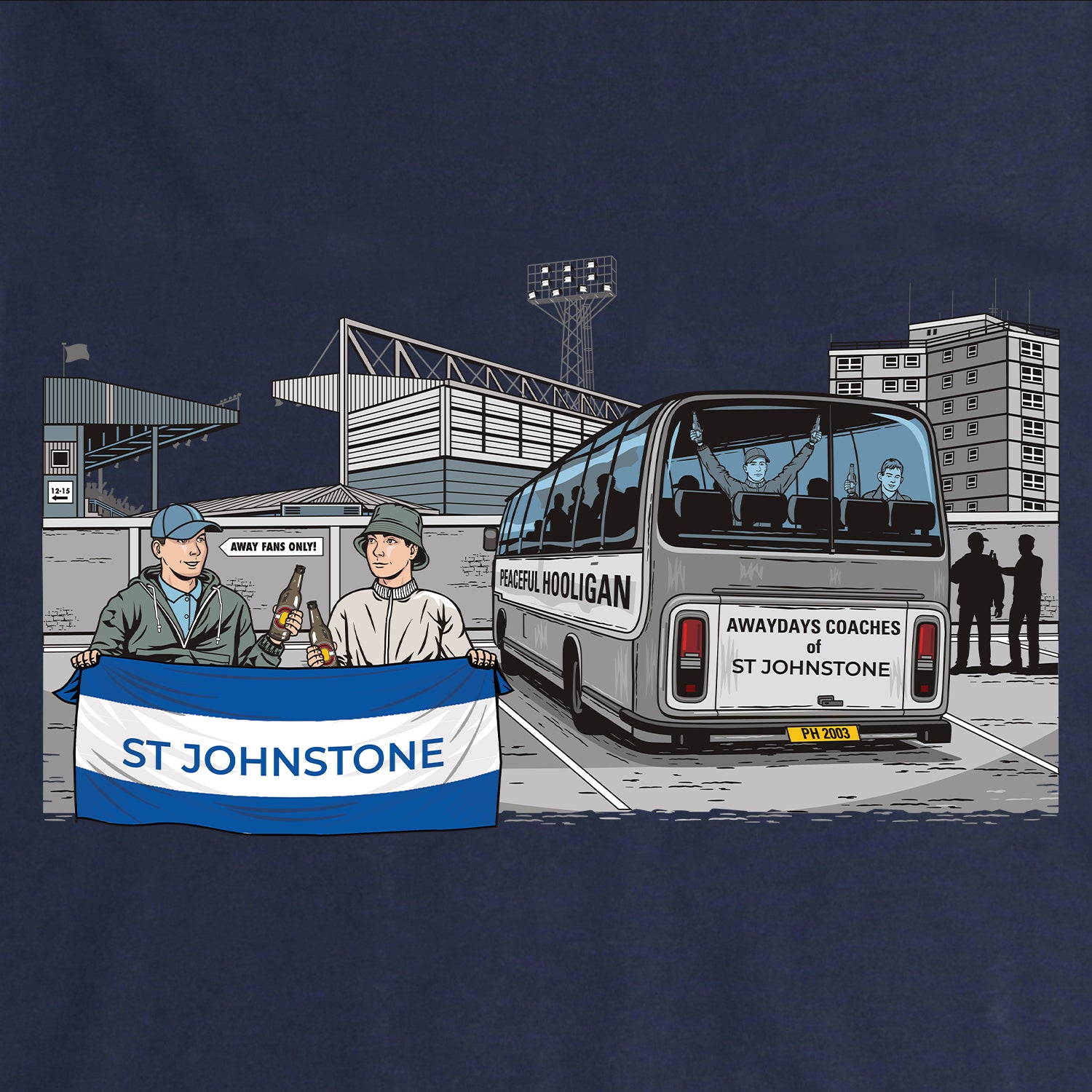 St Johnstone Awaydays Hoodie Navy - Peaceful Hooligan