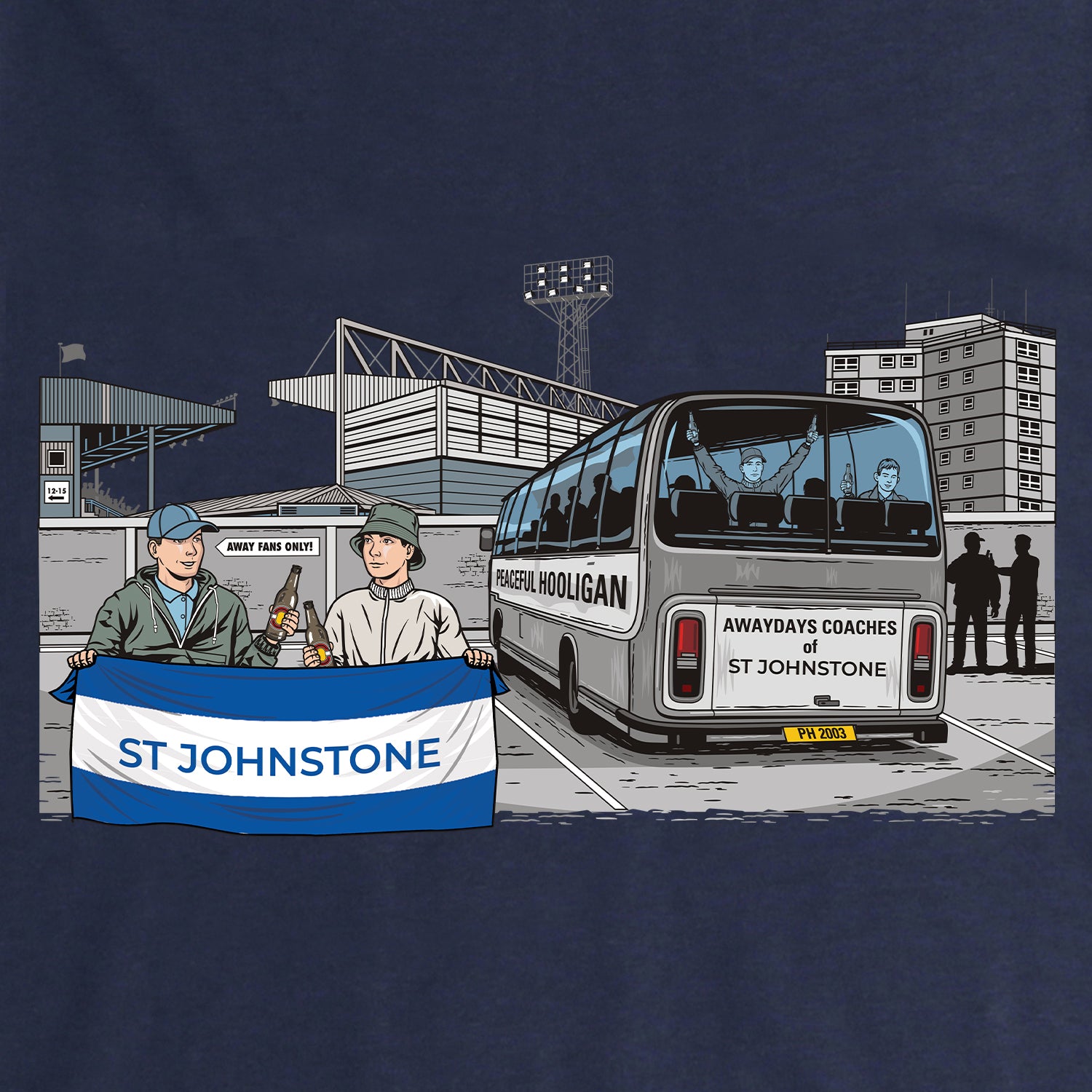 St Johnstone Awaydays T-Shirt Navy - Peaceful Hooligan