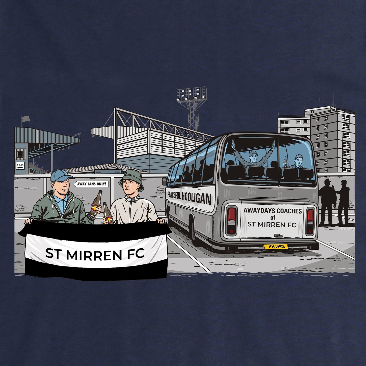 St Mirren FC Awaydays Hoodie Navy - Peaceful Hooligan