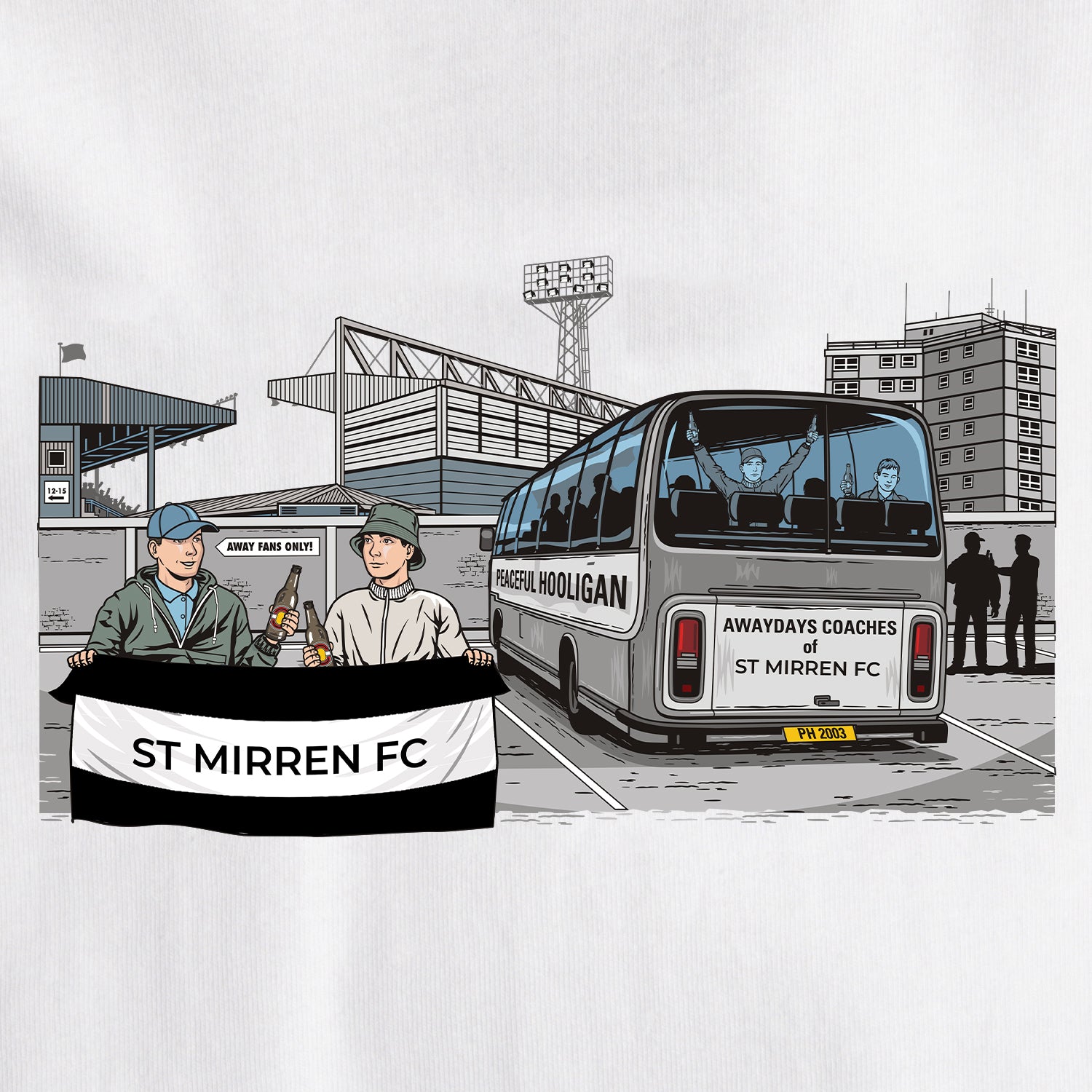 St Mirren FC Awaydays T-Shirt White - Peaceful Hooligan