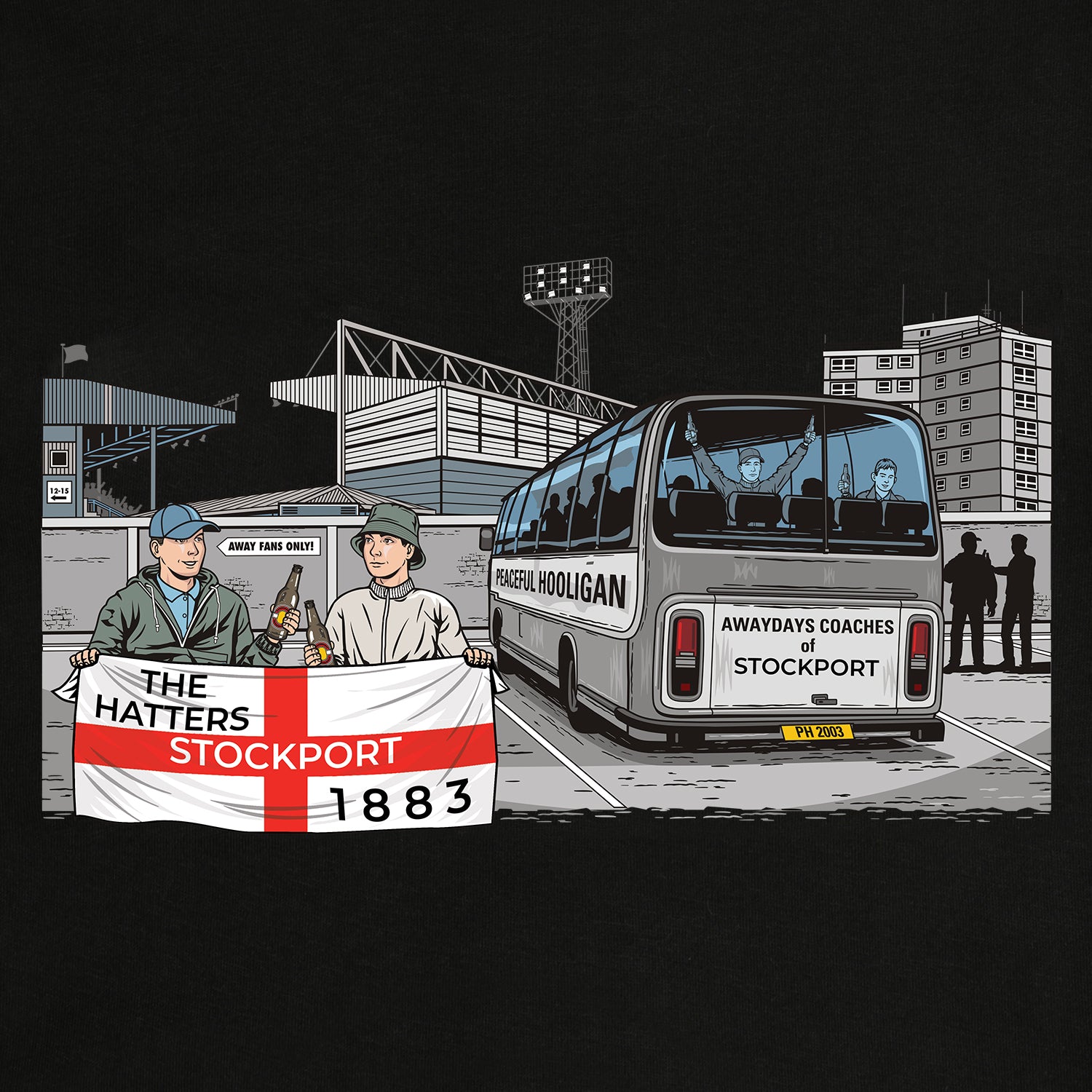 Stockport Awaydays Sweatshirt Black - Peaceful Hooligan