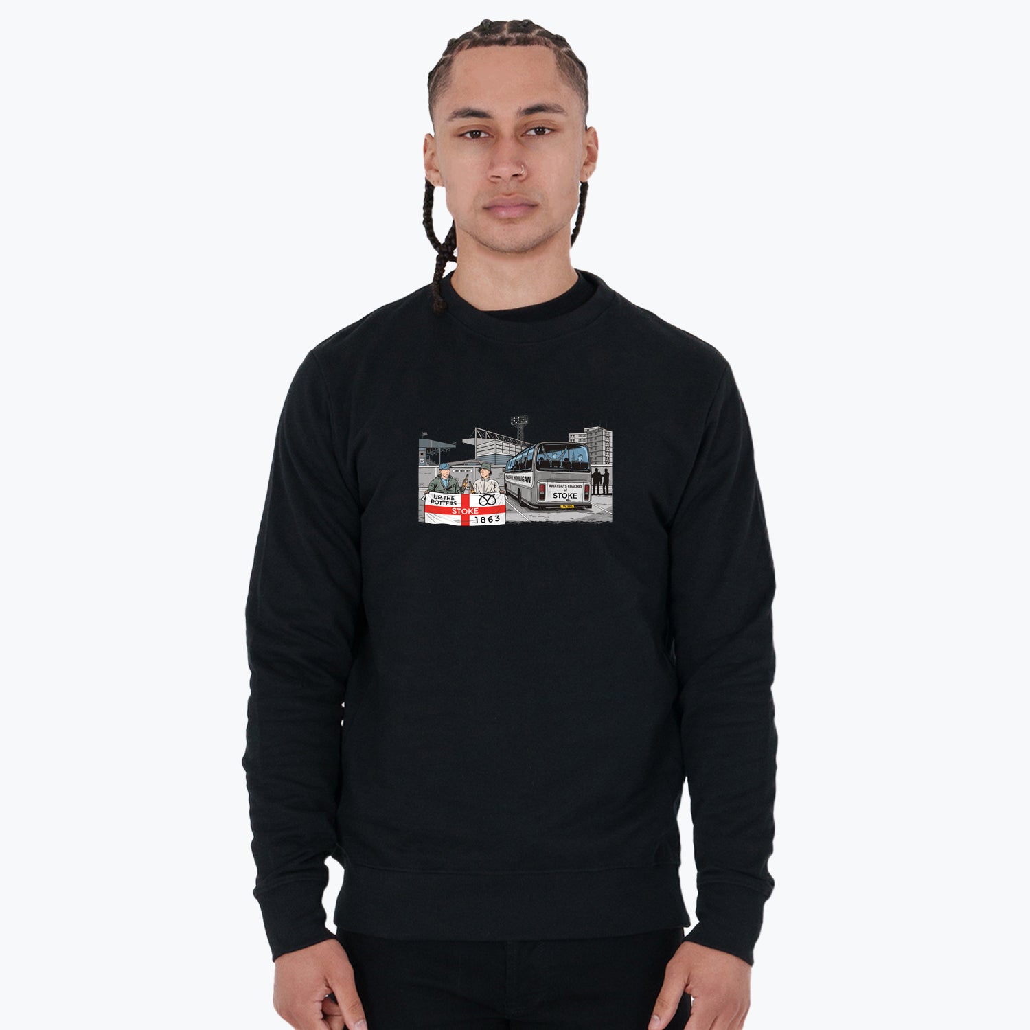 Stoke Awaydays Sweatshirt Black - Peaceful Hooligan