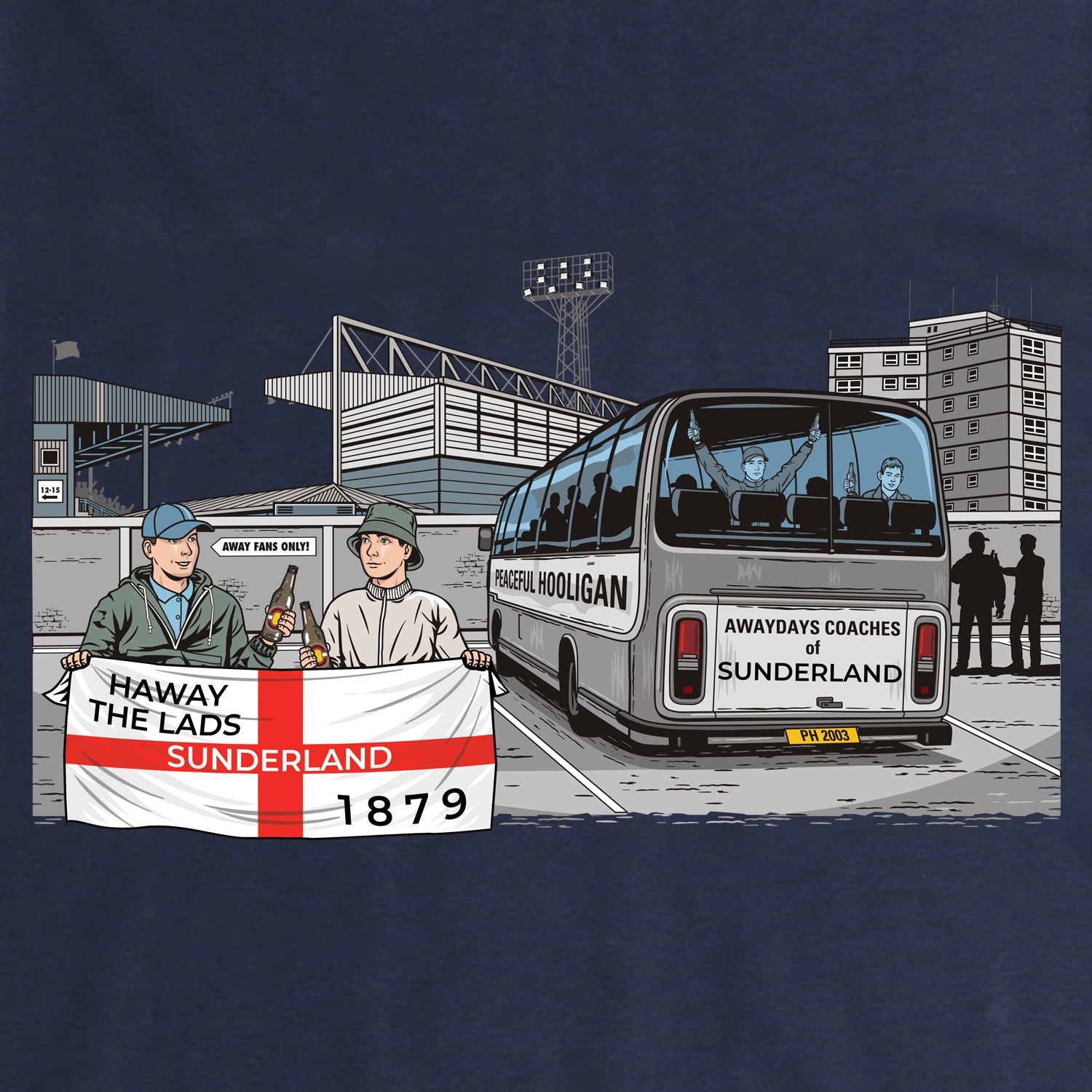 Sunderland Awaydays Hoodie Navy - Peaceful Hooligan