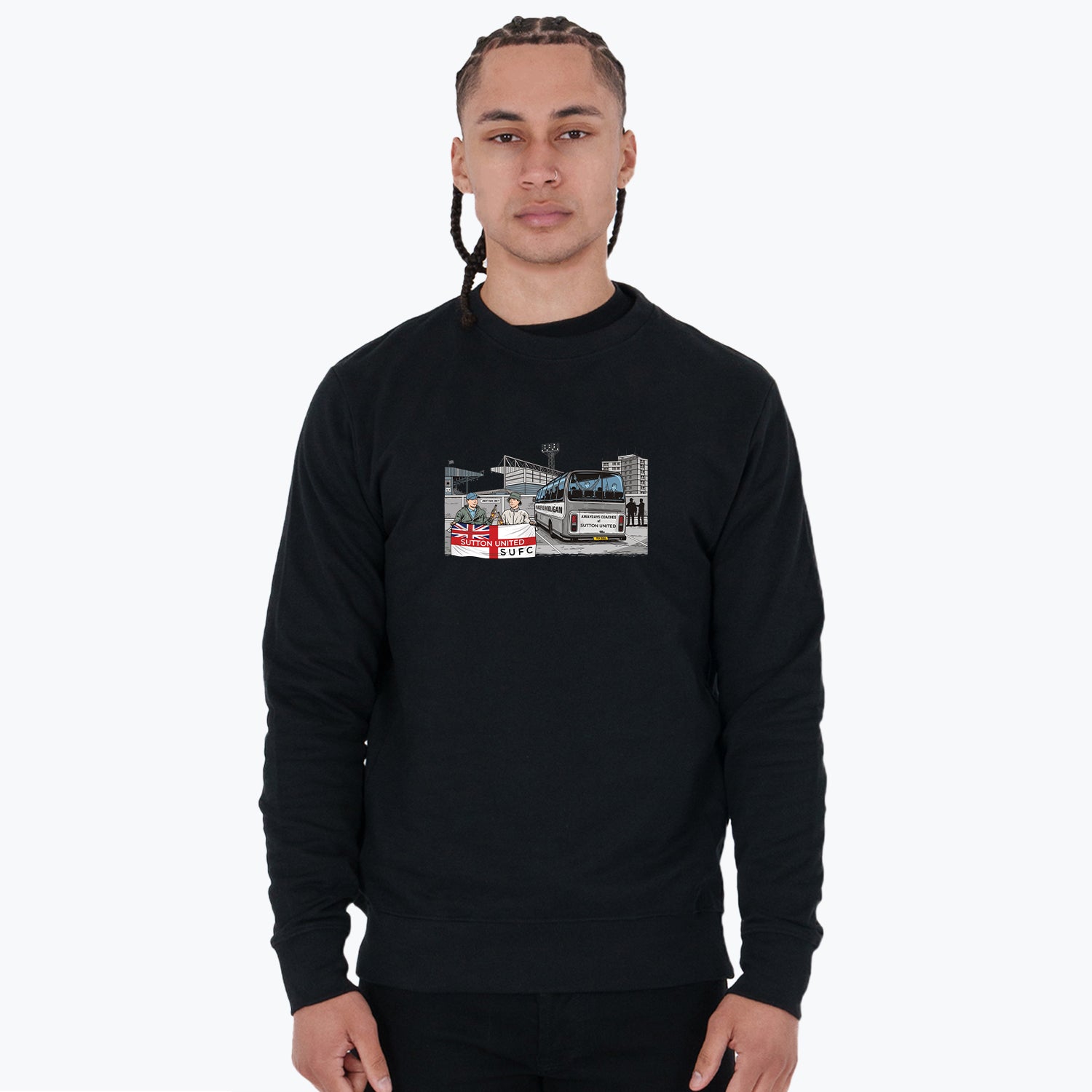 Sutton United Awaydays Sweatshirt Black - Peaceful Hooligan