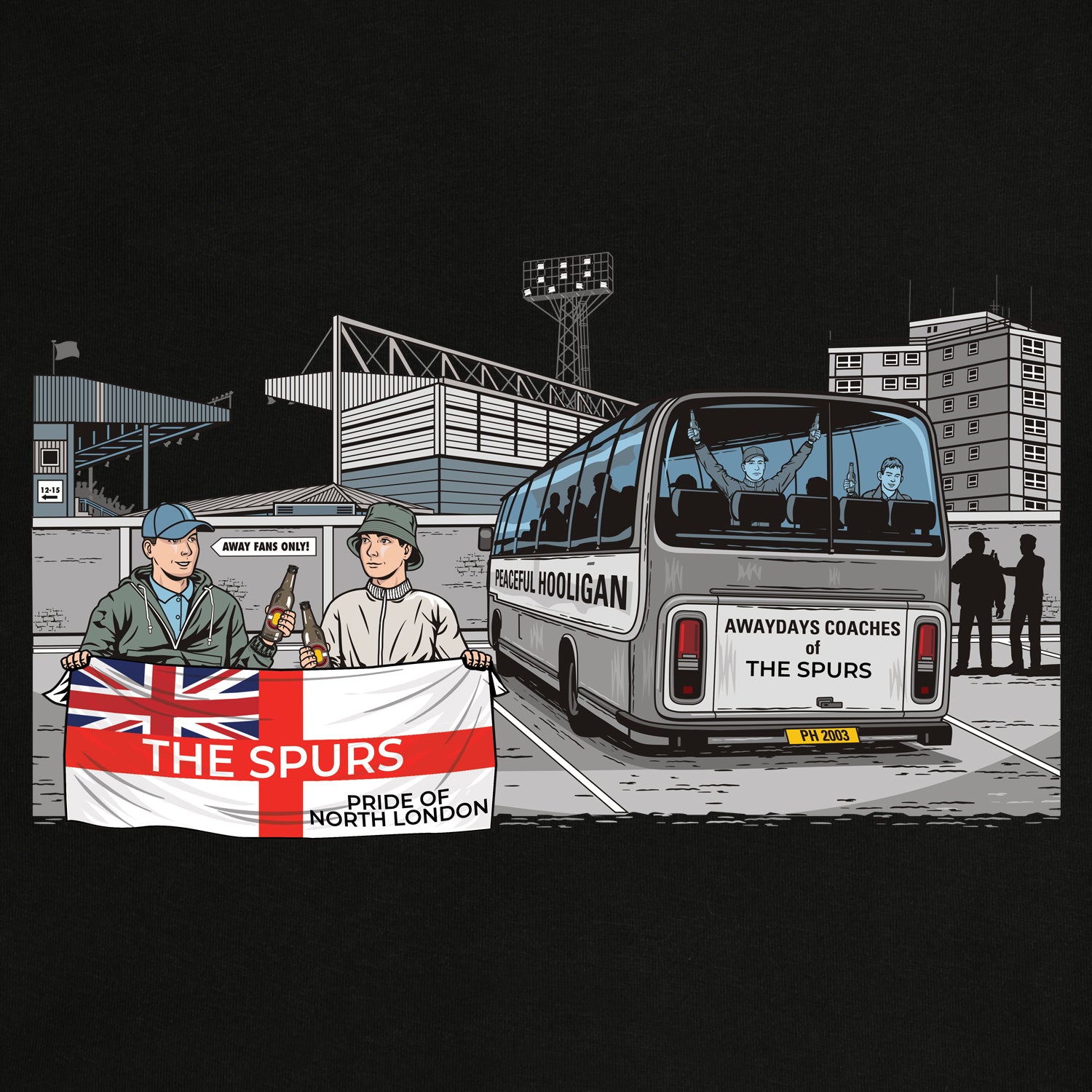 The Spurs Awaydays Hoodie Black - Peaceful Hooligan