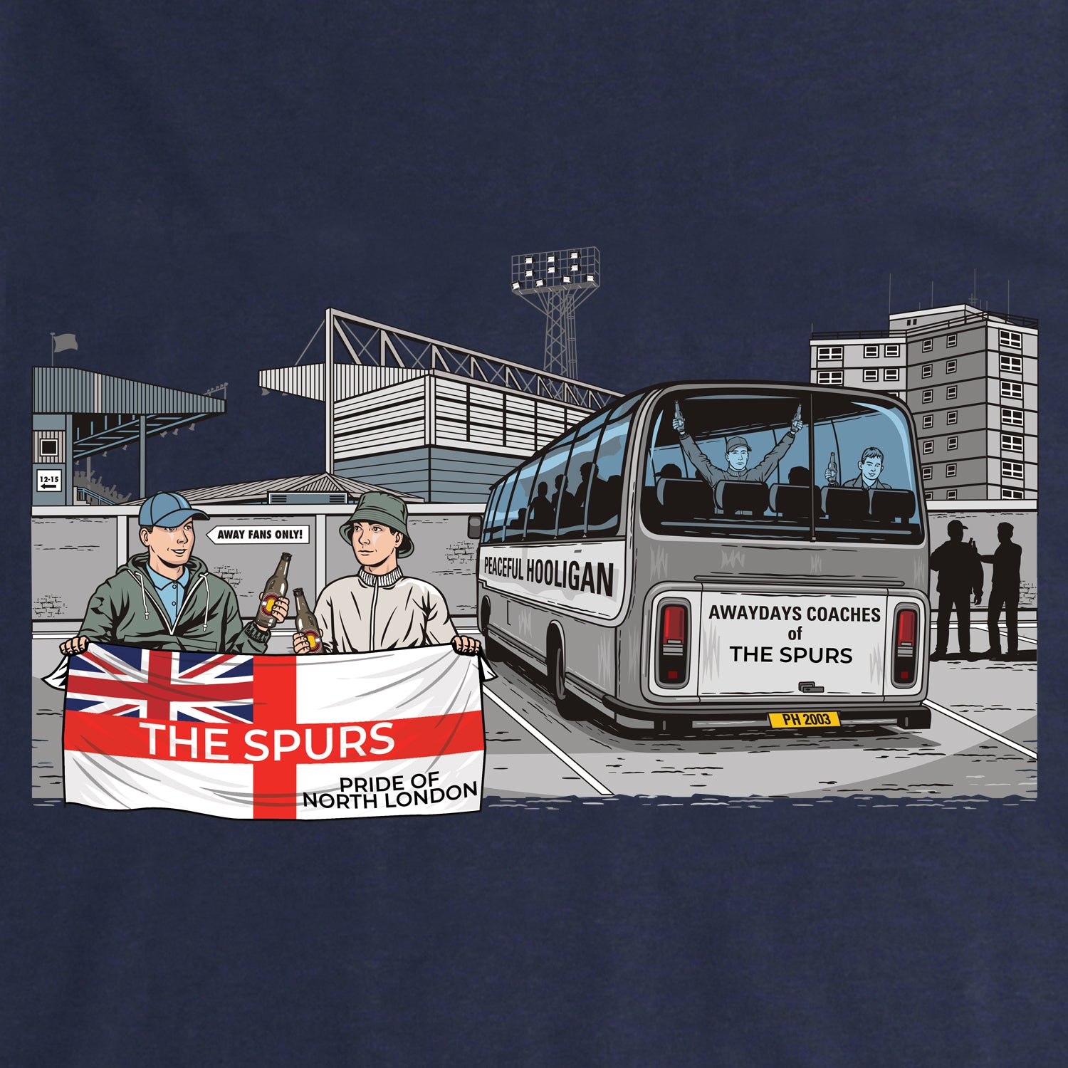 The Spurs Awaydays T-Shirt Navy - Peaceful Hooligan
