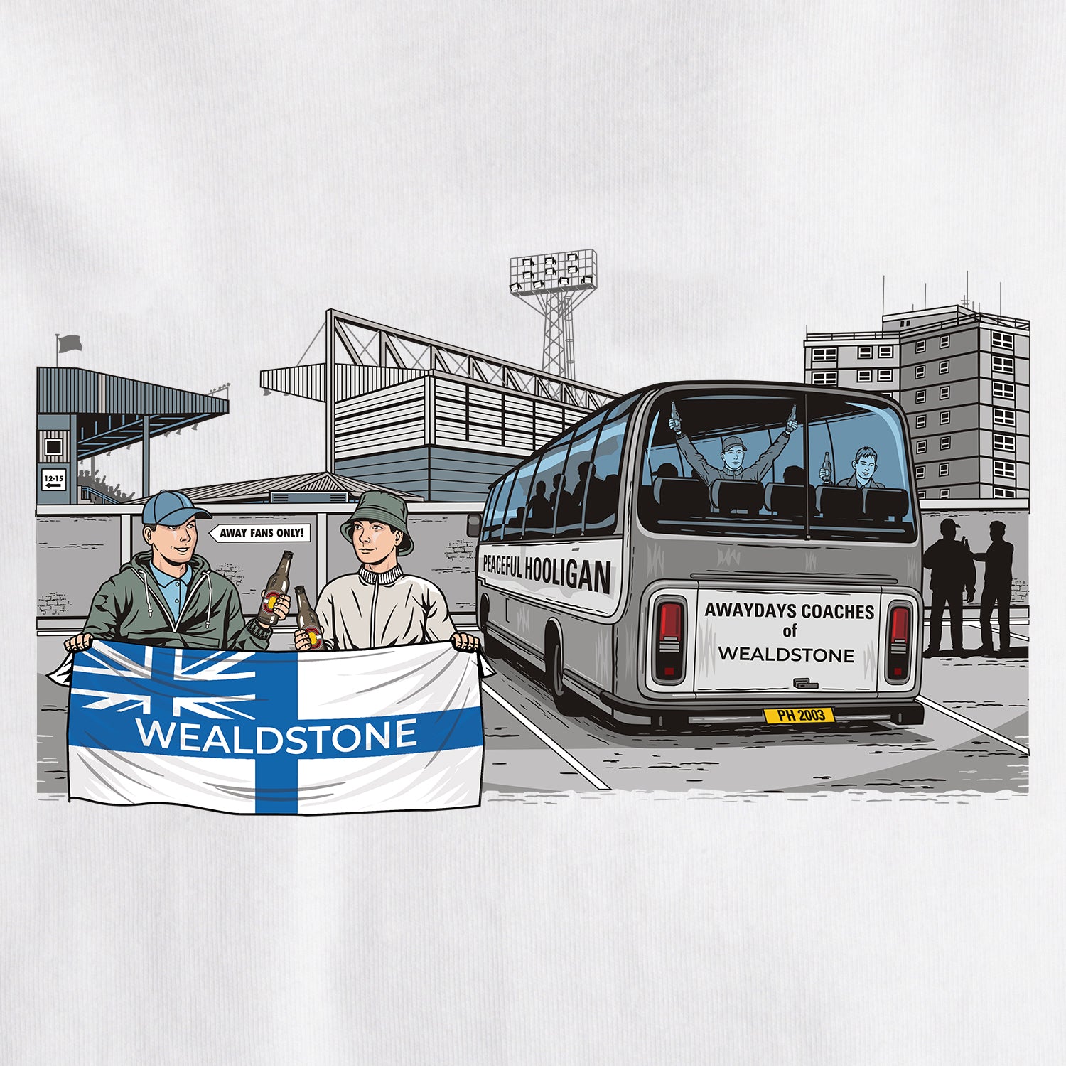 Wealdstone Awaydays T-Shirt White - Peaceful Hooligan