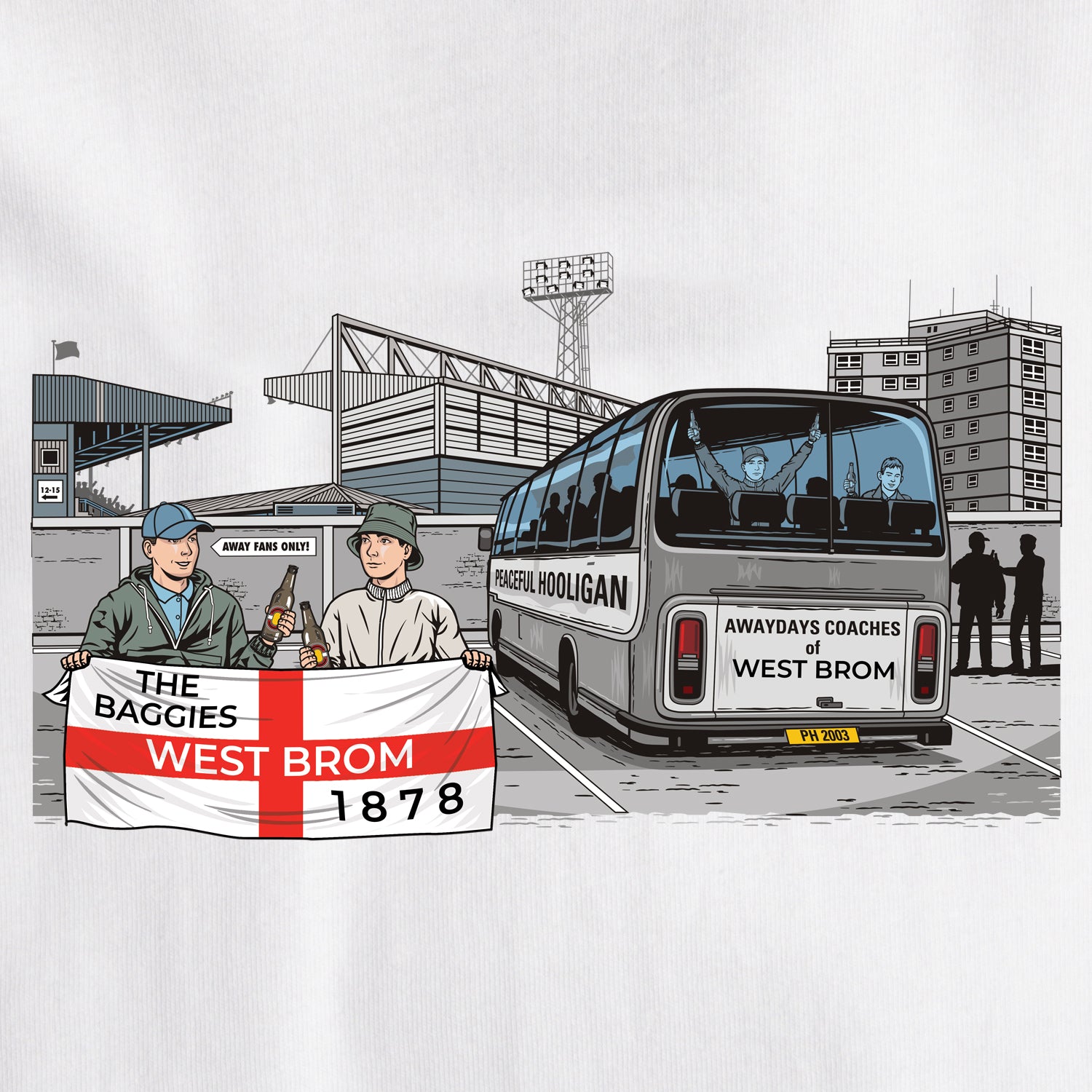 West Brom Awaydays T-Shirt White - Peaceful Hooligan