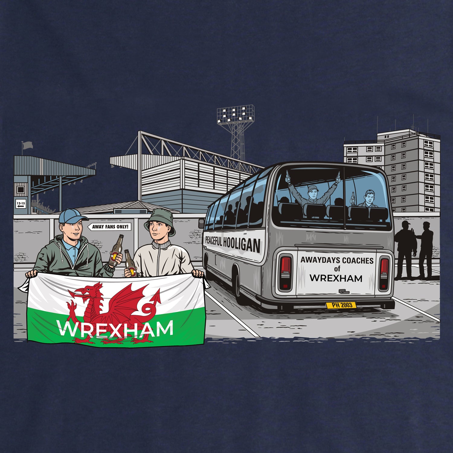 Wrexham Awaydays Hoodie Navy - Peaceful Hooligan
