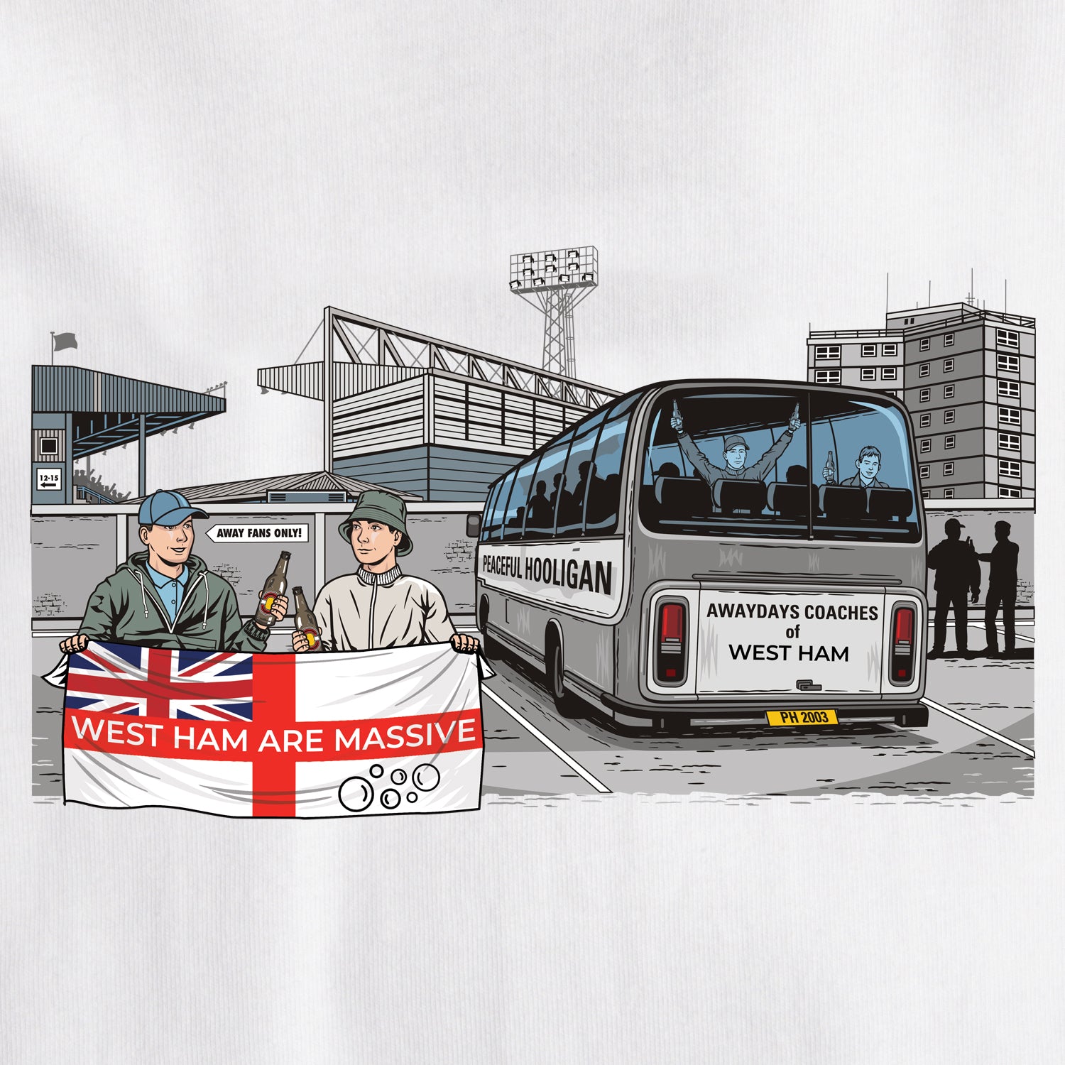 Upton Park Awaydays T-Shirt White - Peaceful Hooligan