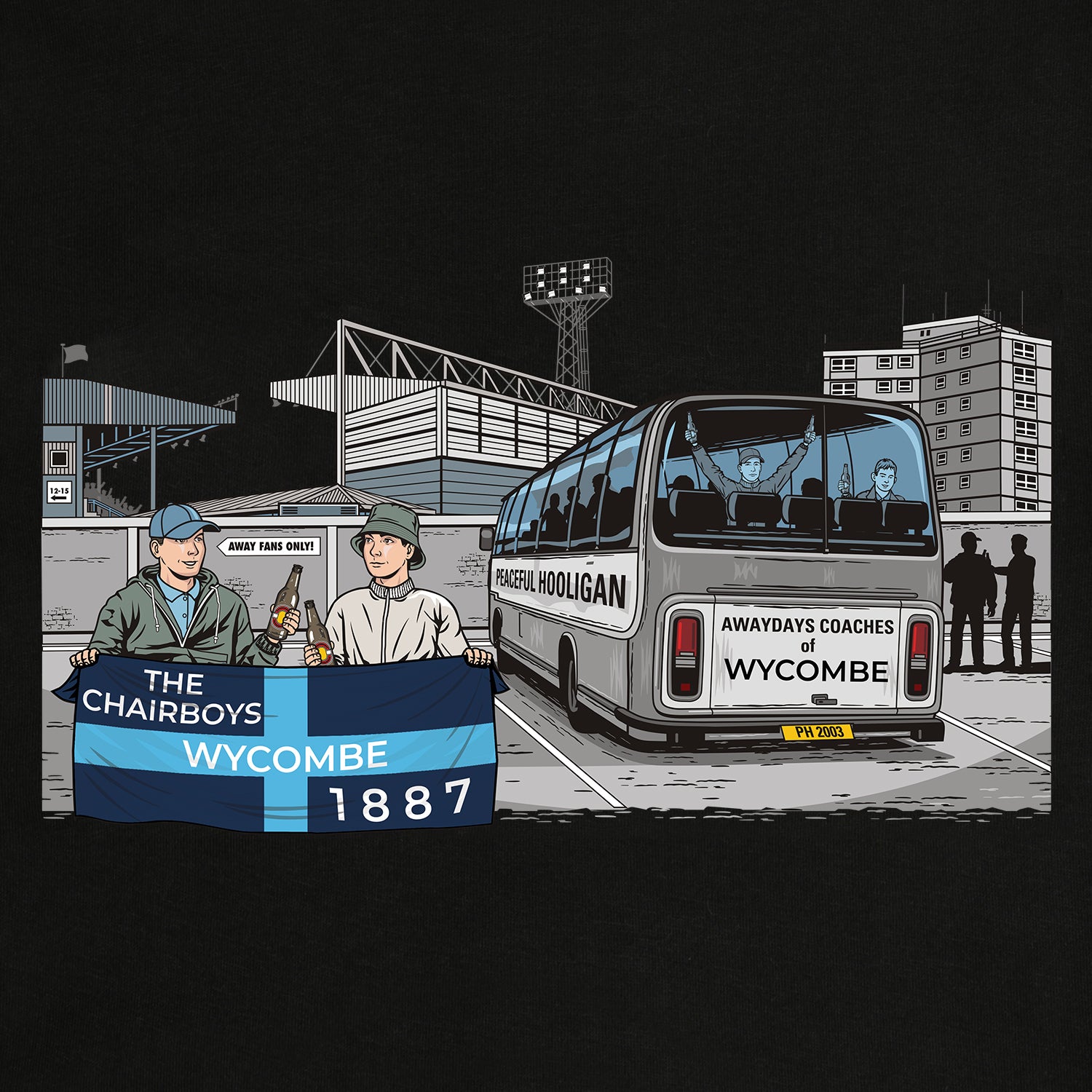 Wycombe Awaydays Sweatshirt Black - Peaceful Hooligan