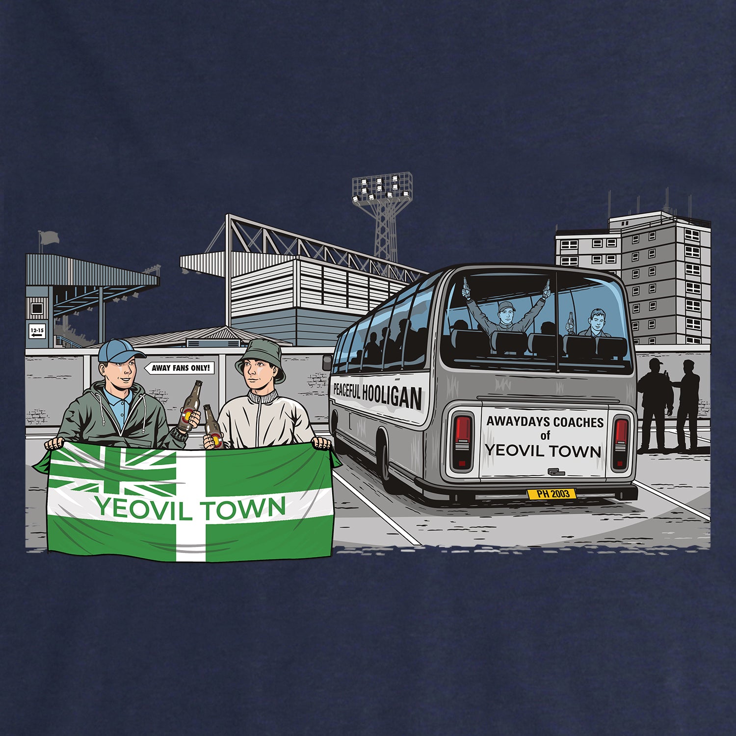 Yeovil Town Awaydays T-Shirt Navy - Peaceful Hooligan