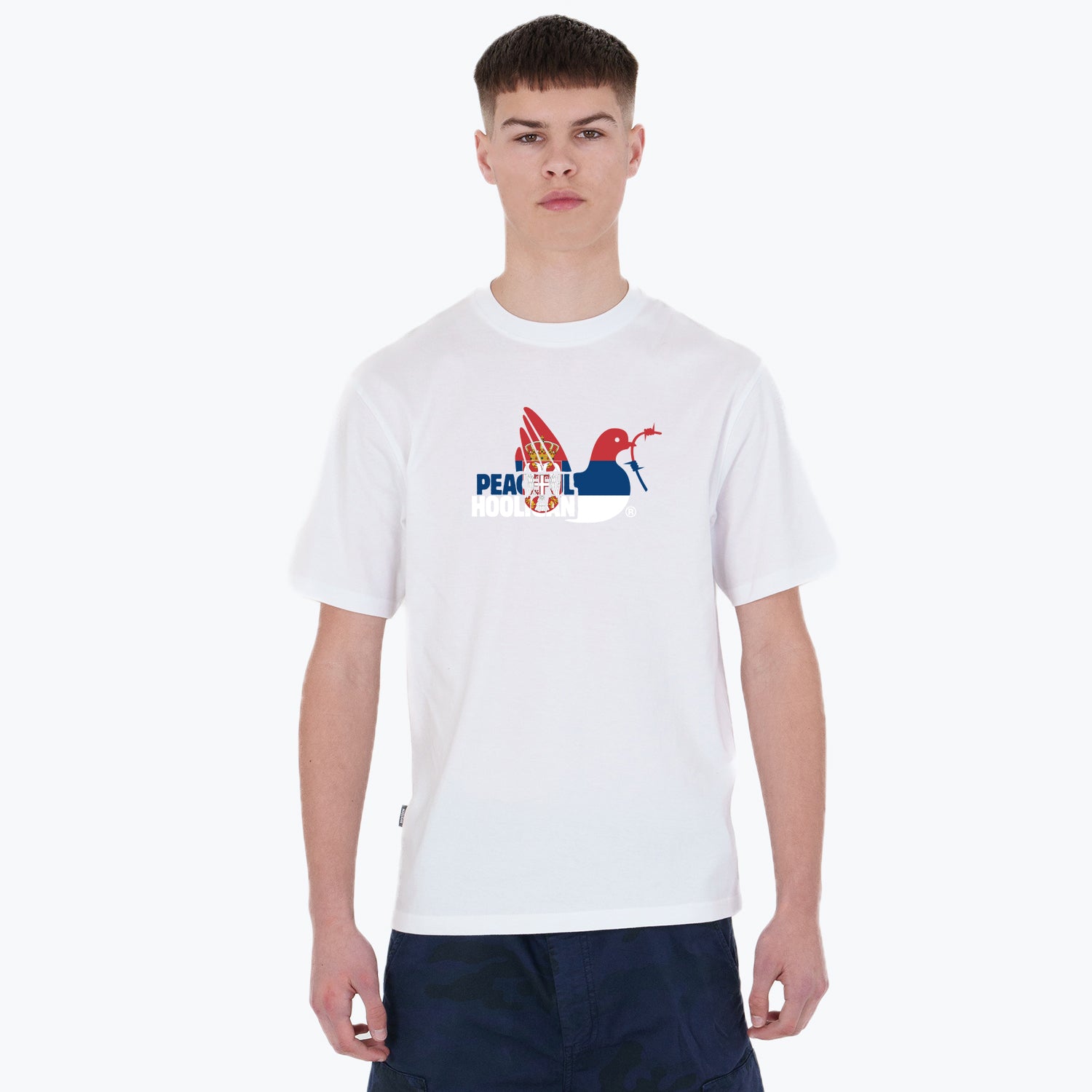 Serbia Dove T-Shirt White - Peaceful Hooligan