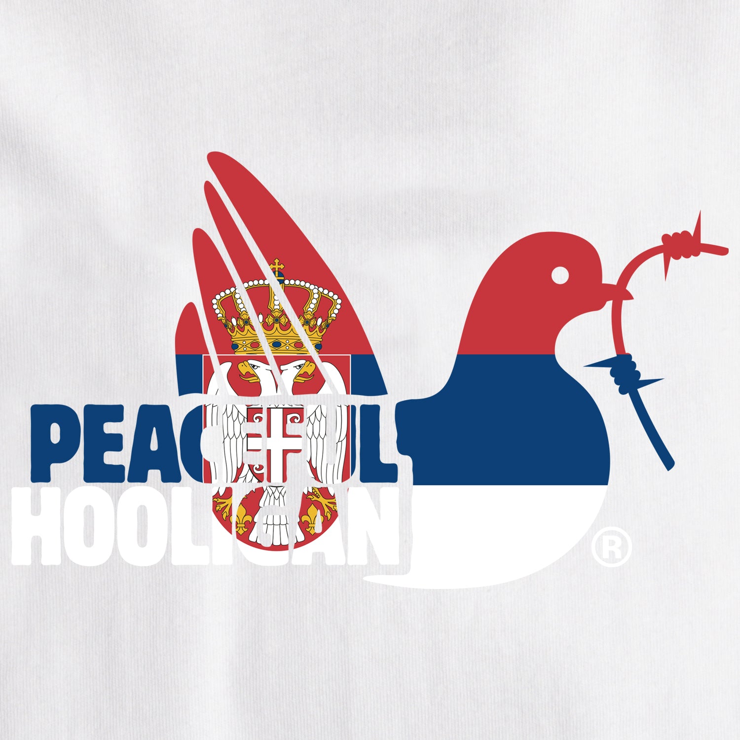 Serbia Dove T-Shirt White - Peaceful Hooligan