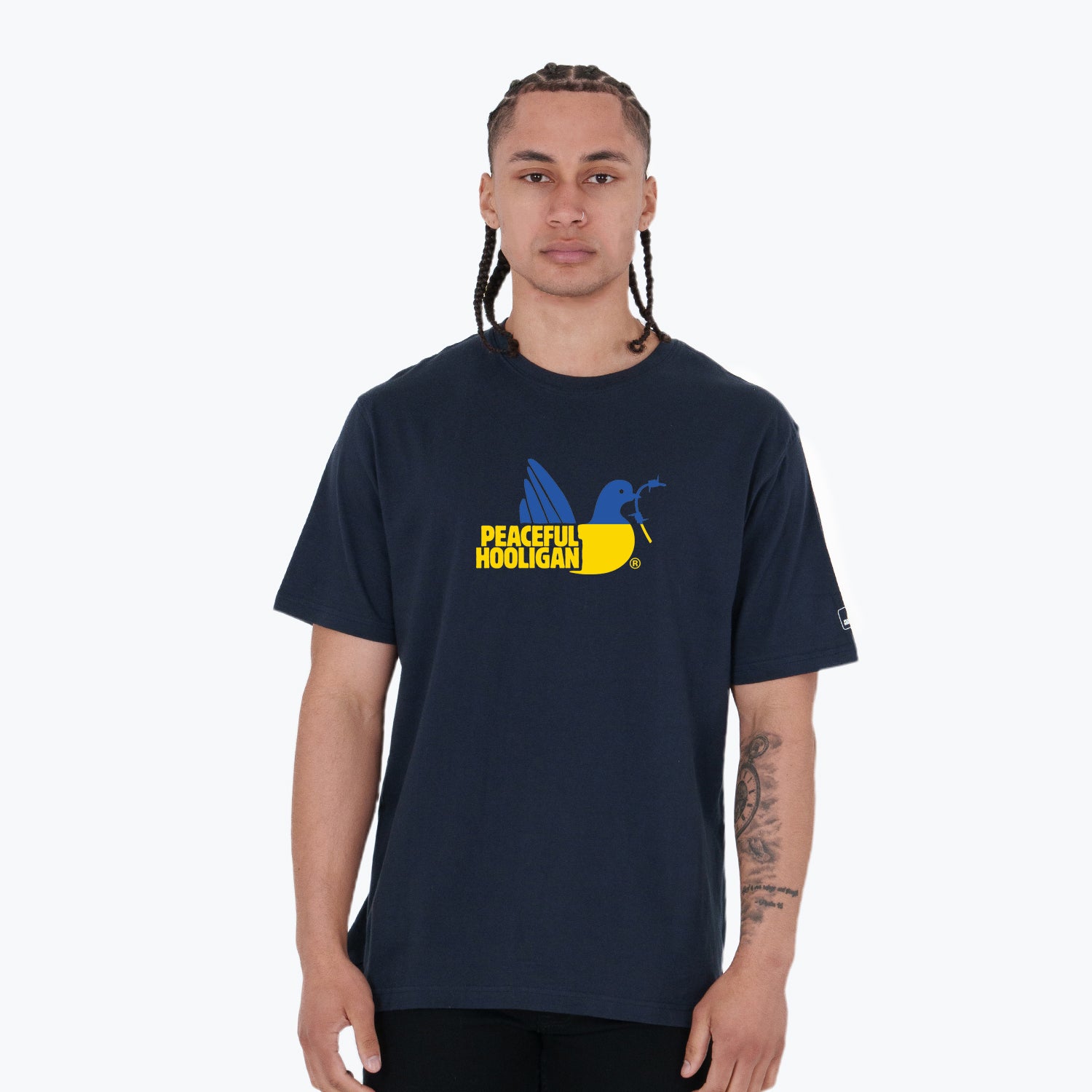 Ukraine Dove T-Shirt Navy - Peaceful Hooligan
