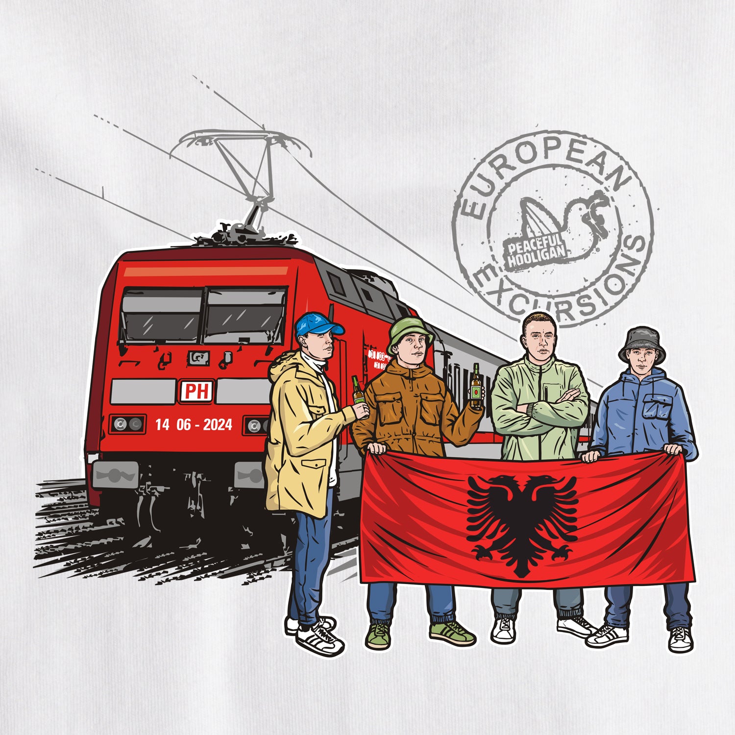 Albania Excursions T-Shirt White - Peaceful Hooligan