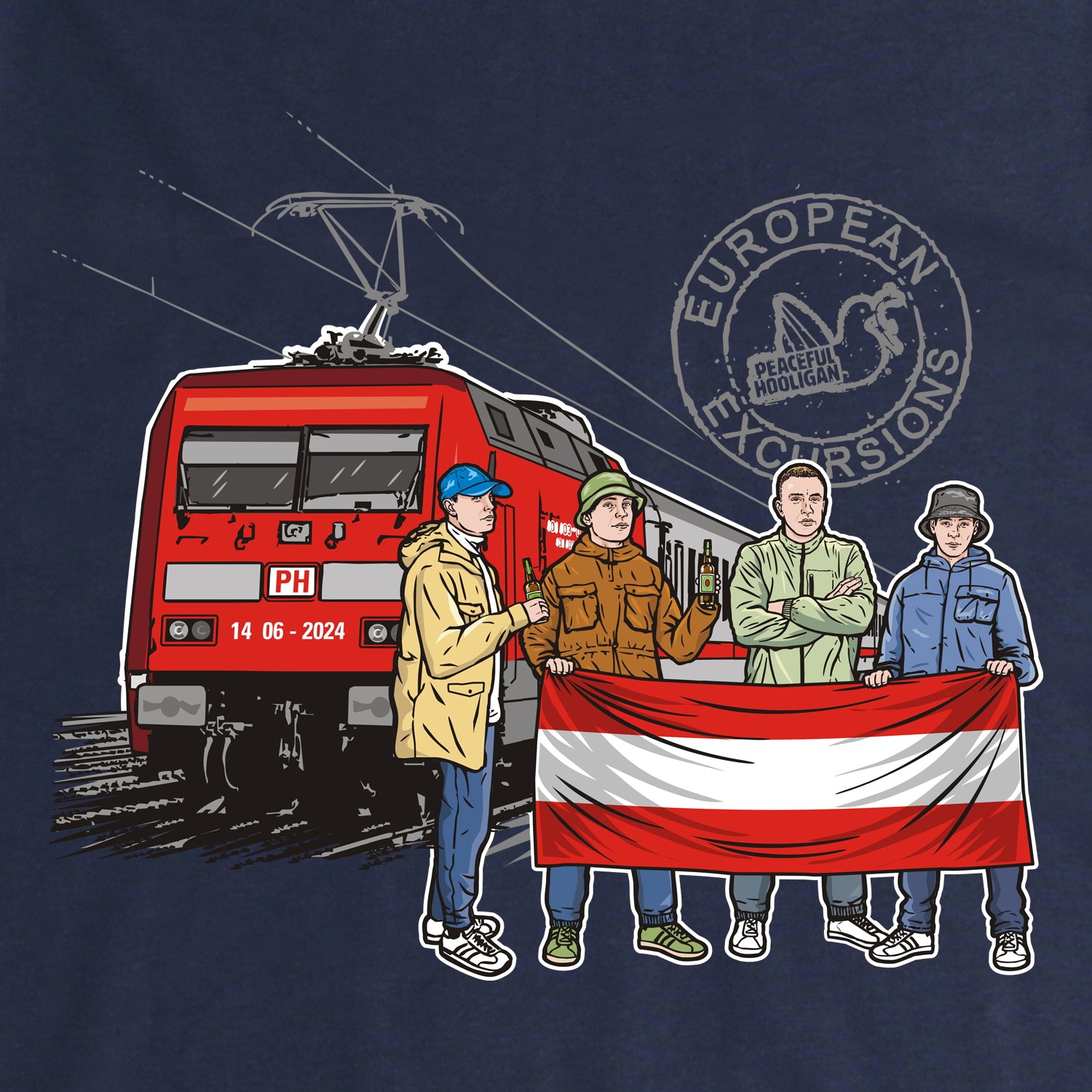 Austria Excursions T-Shirt Navy - Peaceful Hooligan