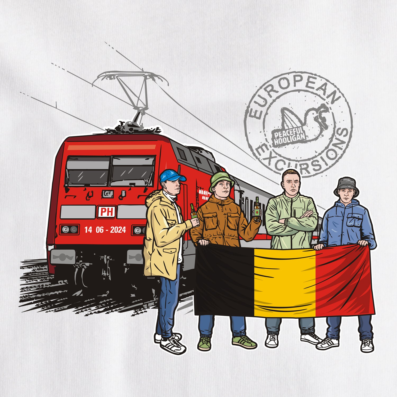 Belgium Excursions T-Shirt White - Peaceful Hooligan