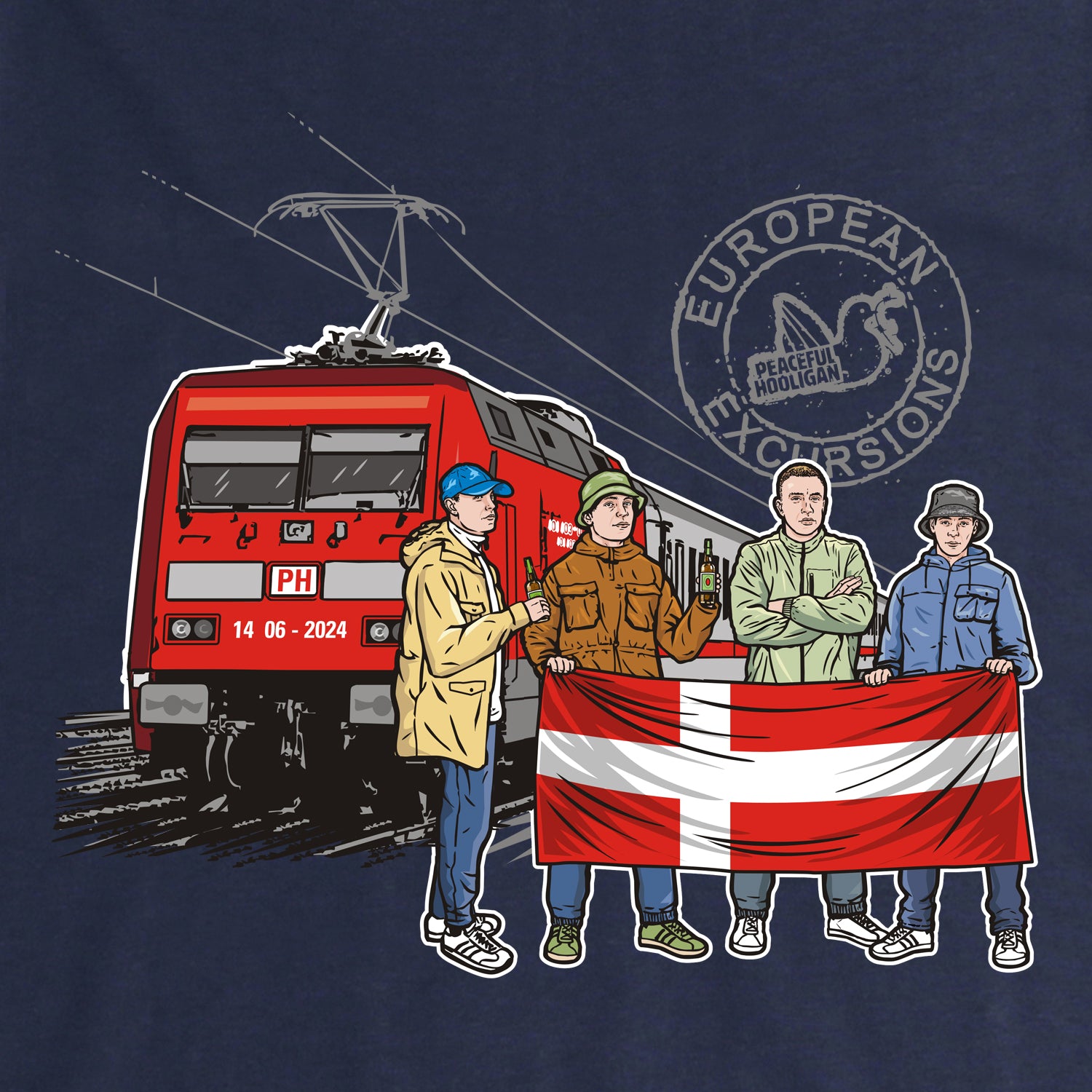 Denmark Excursions T-Shirt Navy - Peaceful Hooligan