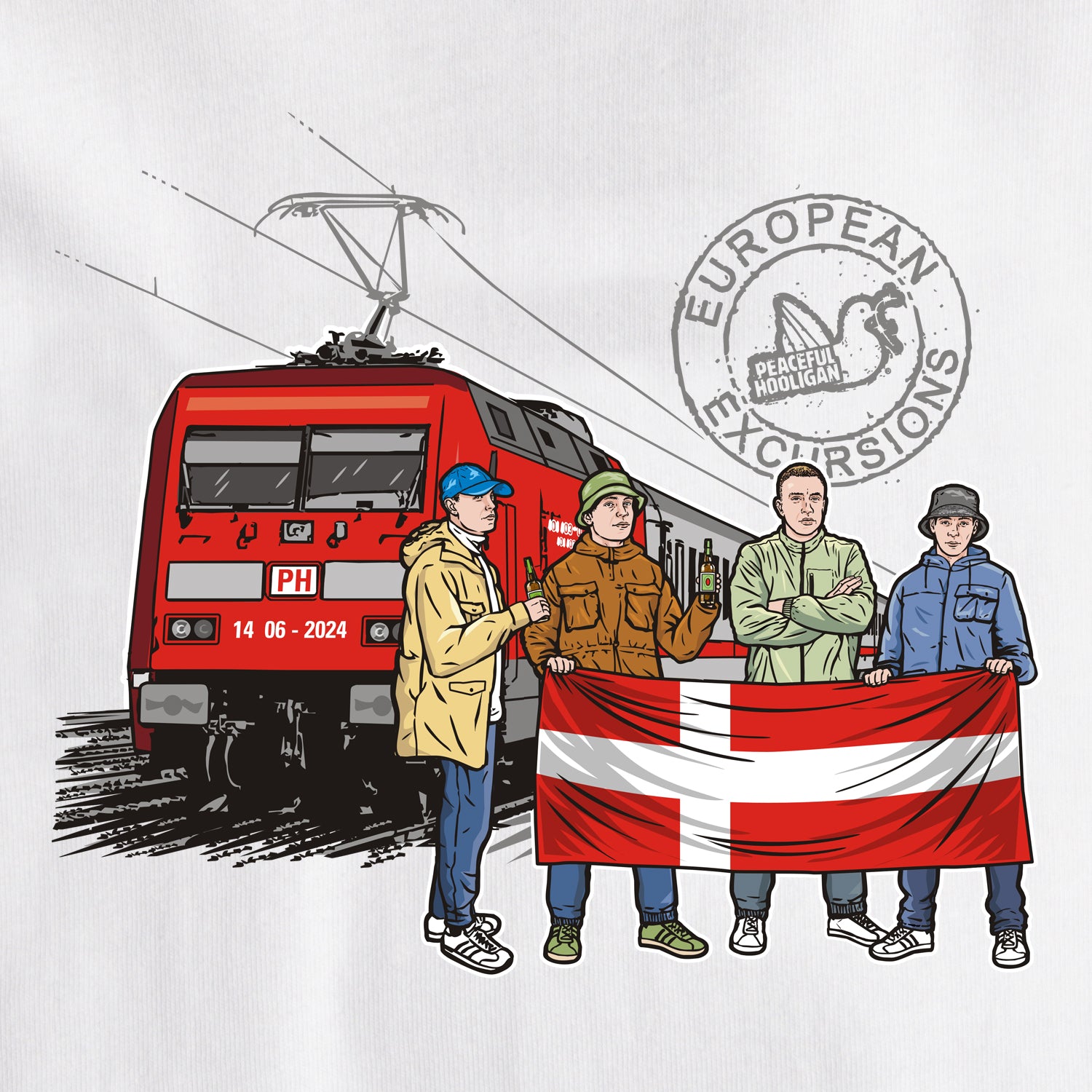 Denmark Excursions T-Shirt White - Peaceful Hooligan