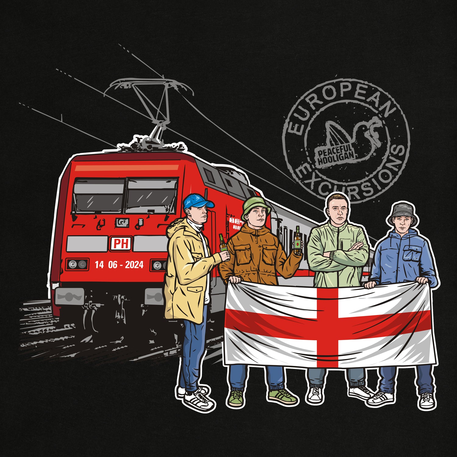 England Excursions T-Shirt Black - Peaceful Hooligan