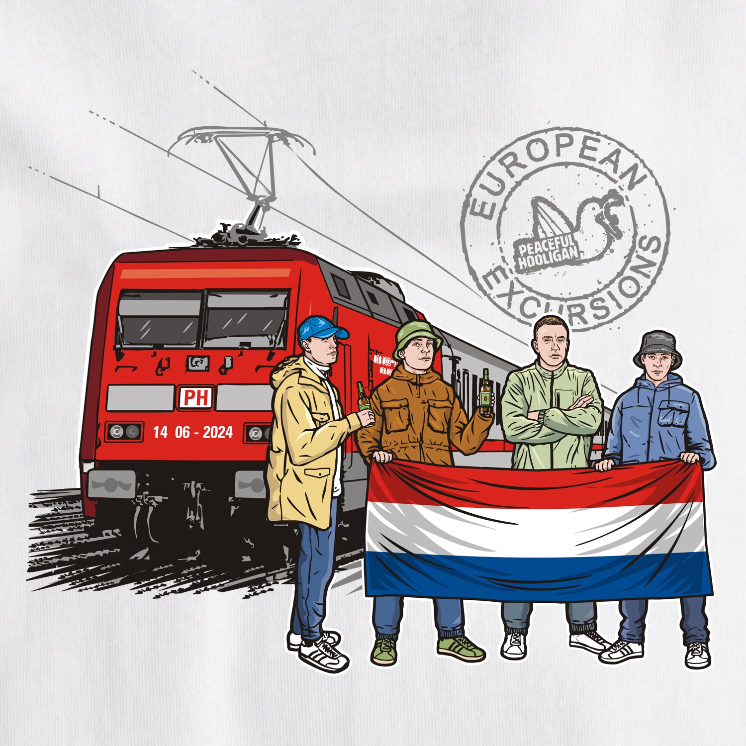 Netherlands Excursions T-Shirt White - Peaceful Hooligan