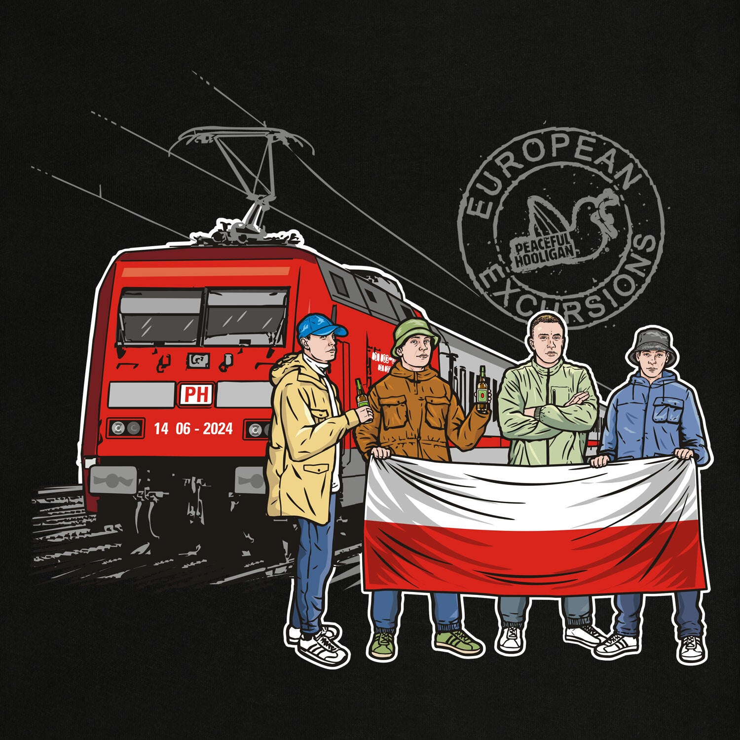 Poland Excursions T-Shirt Black - Peaceful Hooligan