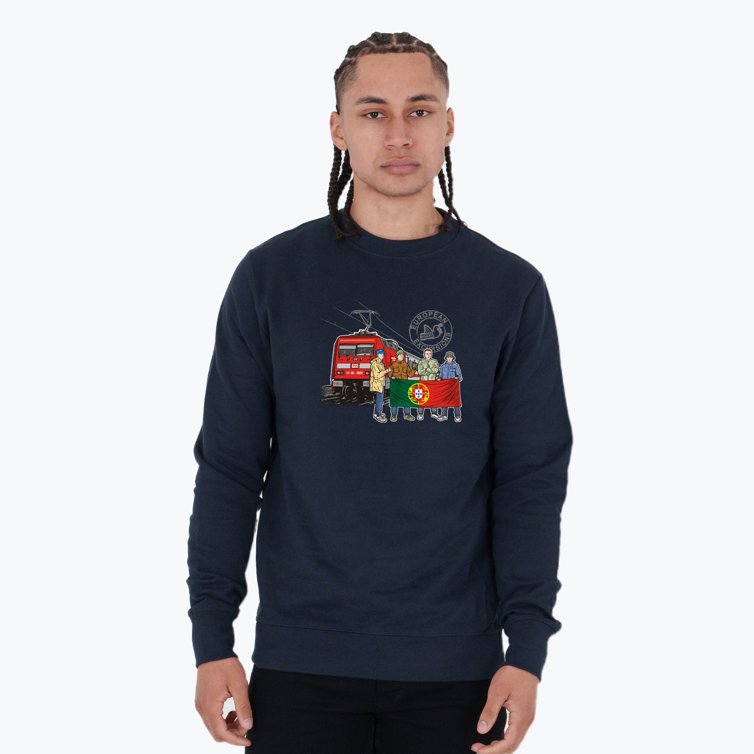 Portugal Excursions Sweatshirt Navy - Peaceful Hooligan