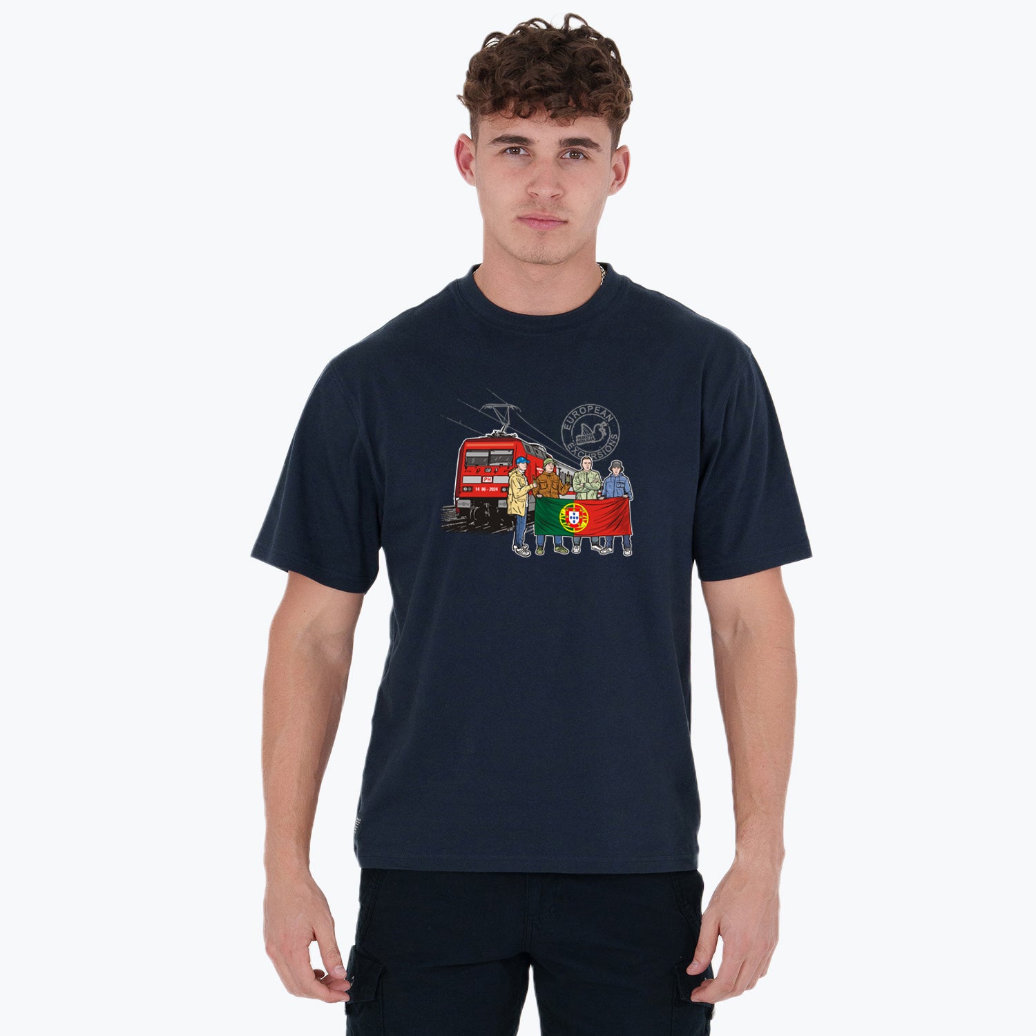 Portugal Excursions T-Shirt Navy - Peaceful Hooligan