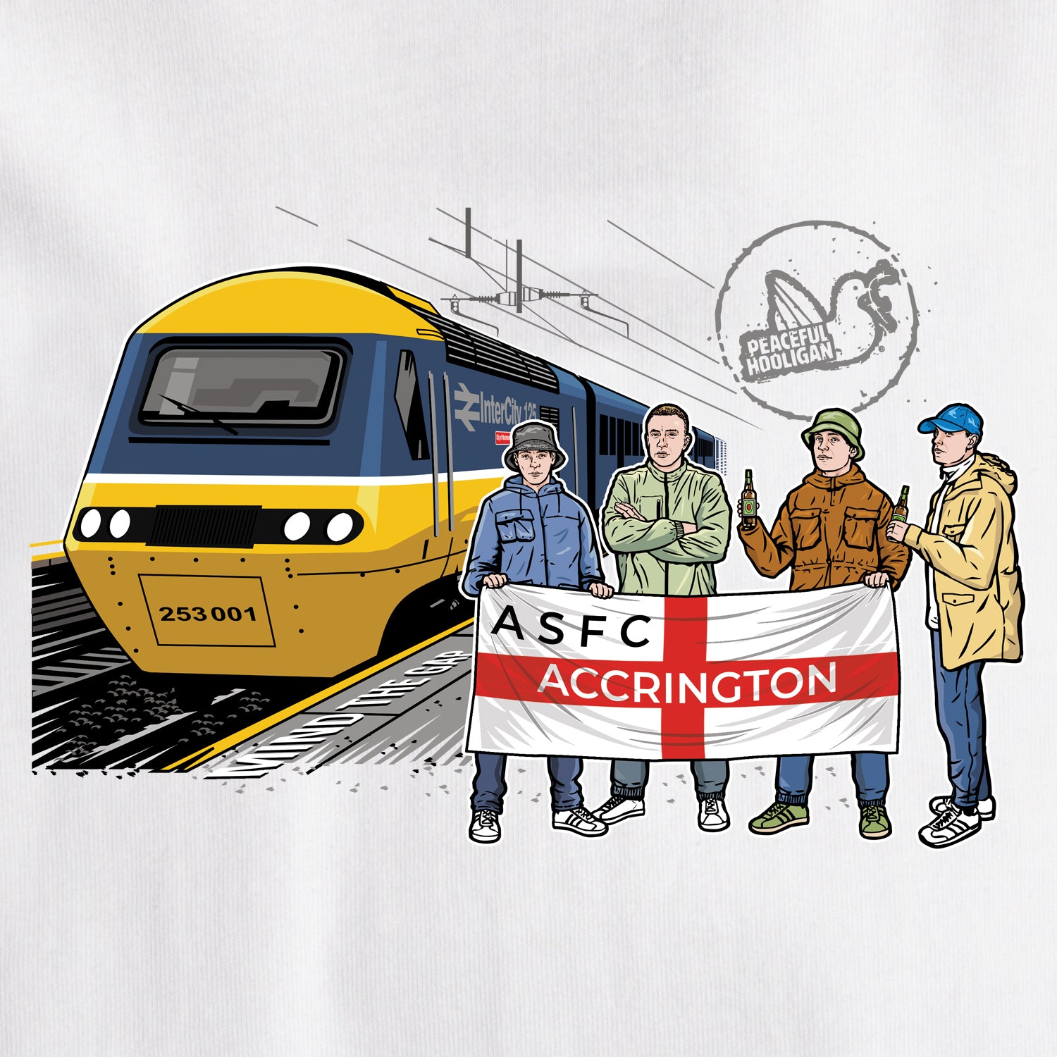 Accrington Excursions T-Shirt White - Peaceful Hooligan
