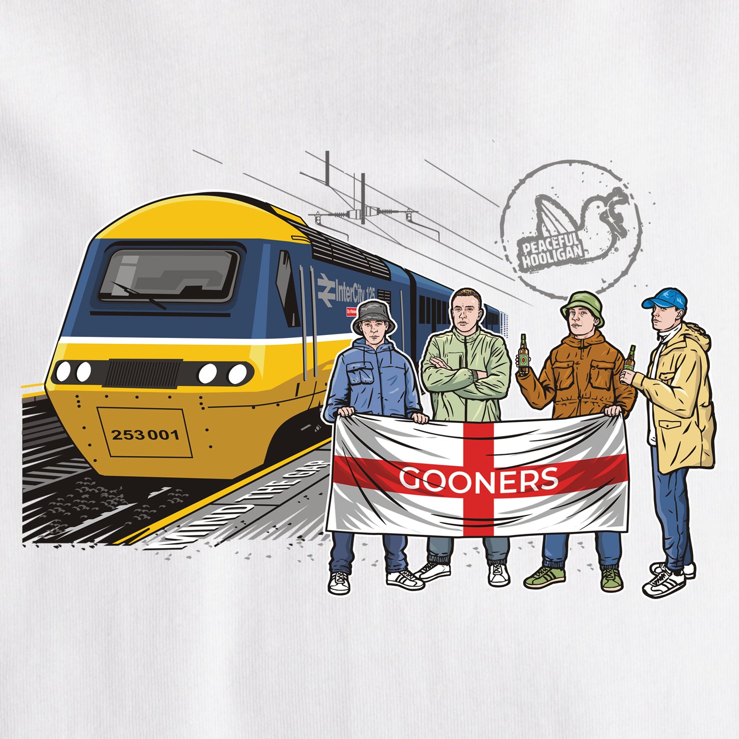 Gooners Excursions T-Shirt White - Peaceful Hooligan