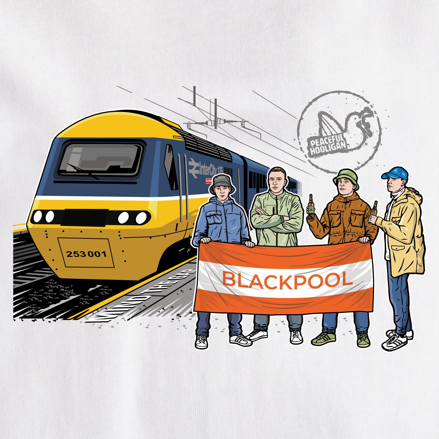 Blackpool Excursions T-Shirt White - Peaceful Hooligan