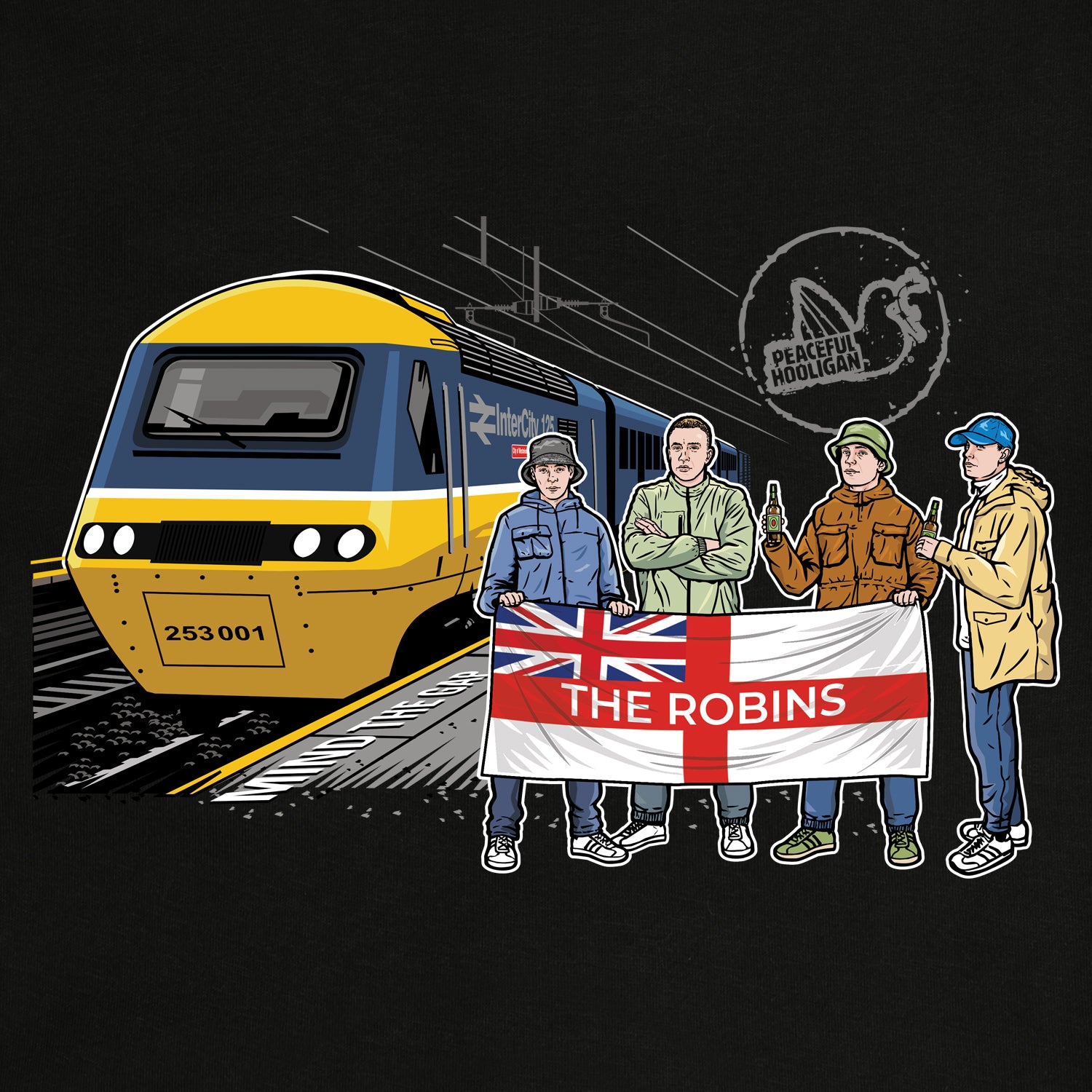 The Robins Excursions T-Shirt Black - Peaceful Hooligan
