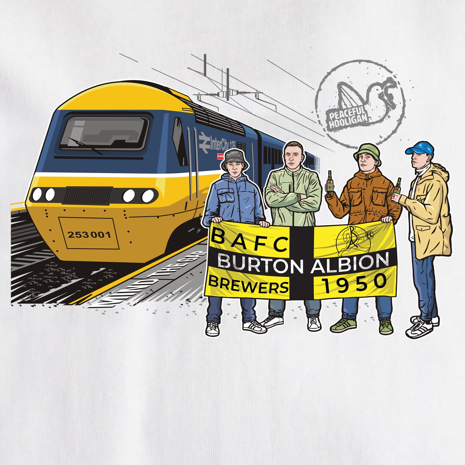 Burton Albion Excursions T-Shirt White - Peaceful Hooligan