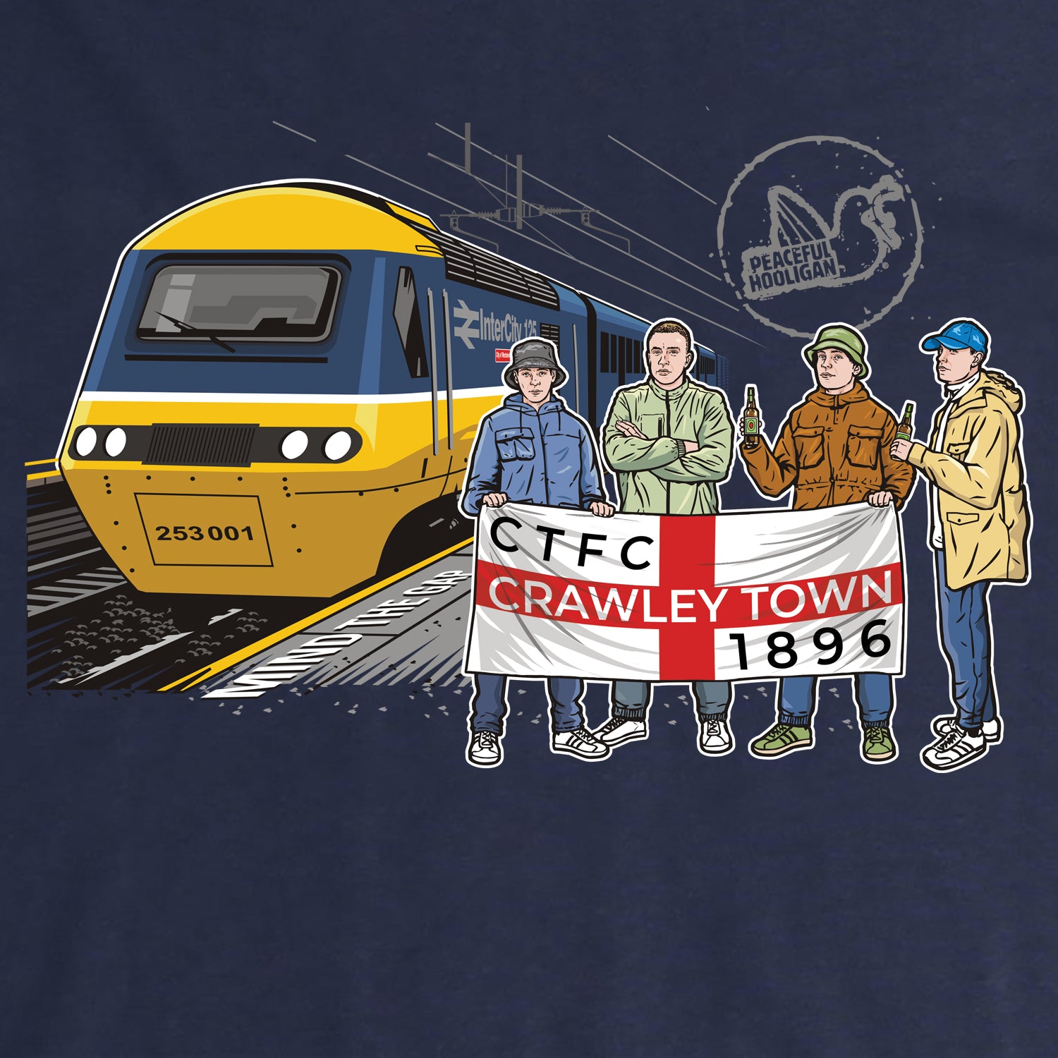 Crawley Town Excursions Sweatshirt Navy - Peaceful Hooligan