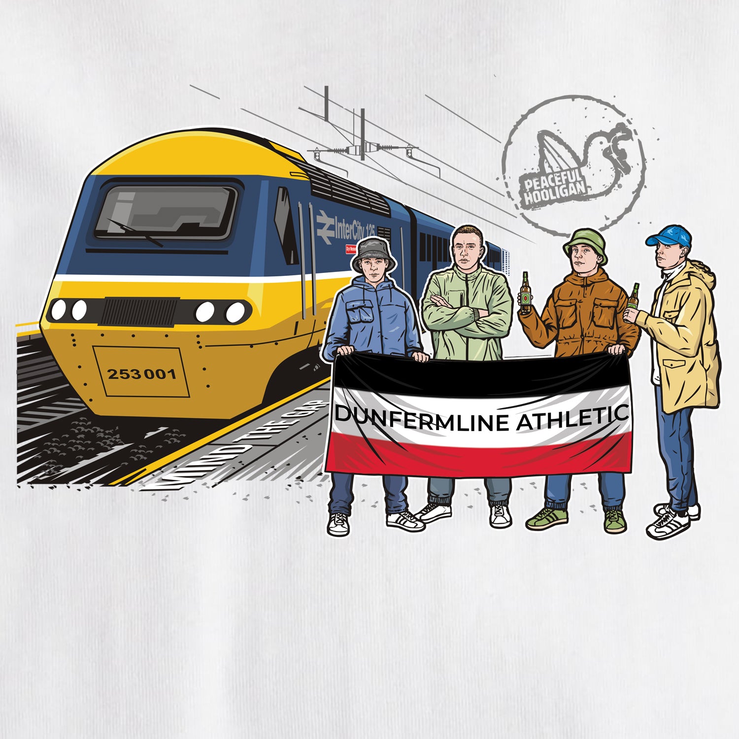 Dunfermline Athletic Excursions T-Shirt White - Peaceful Hooligan